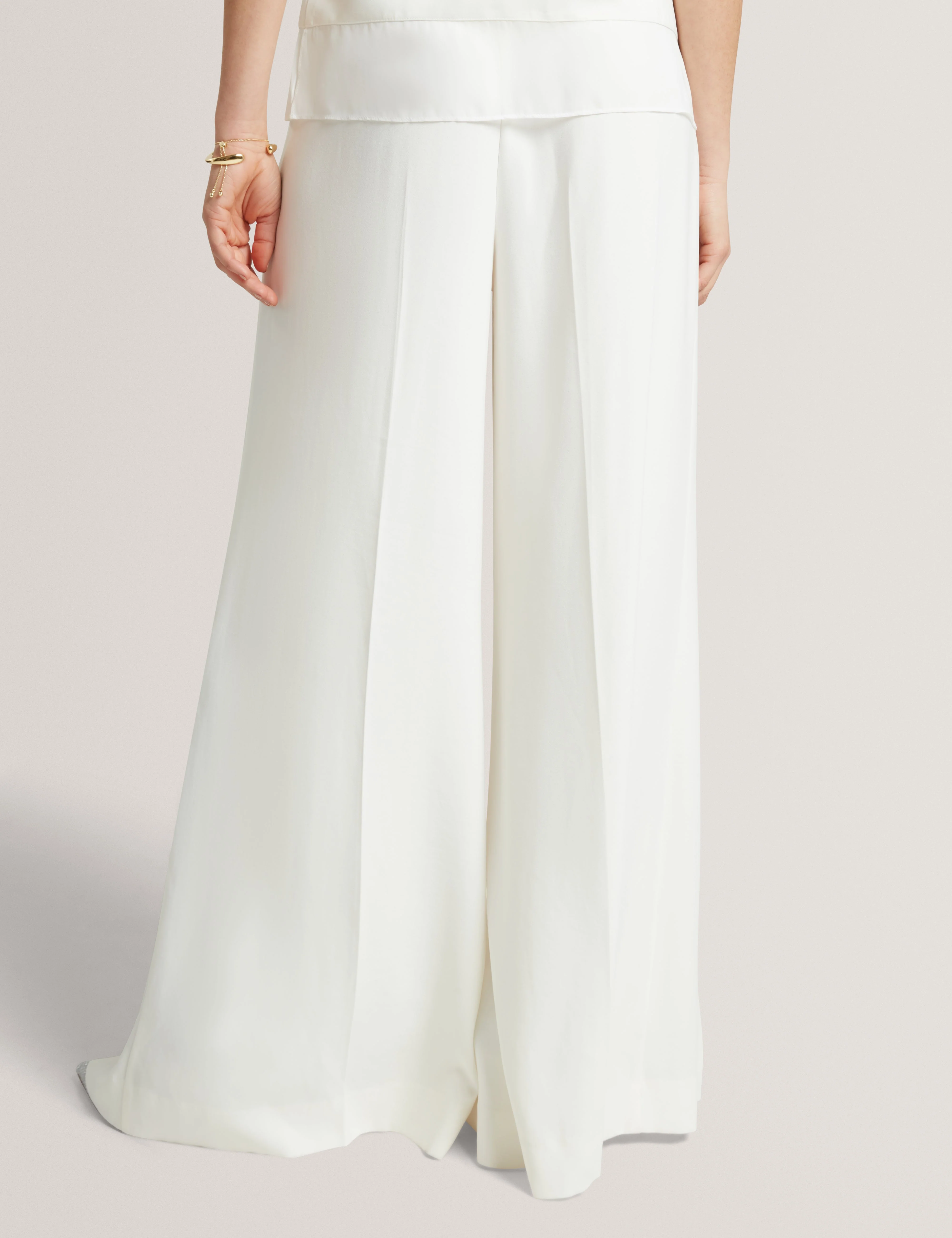 Aepi Front Pleat Wide Leg Trousers Ivory - Image 4