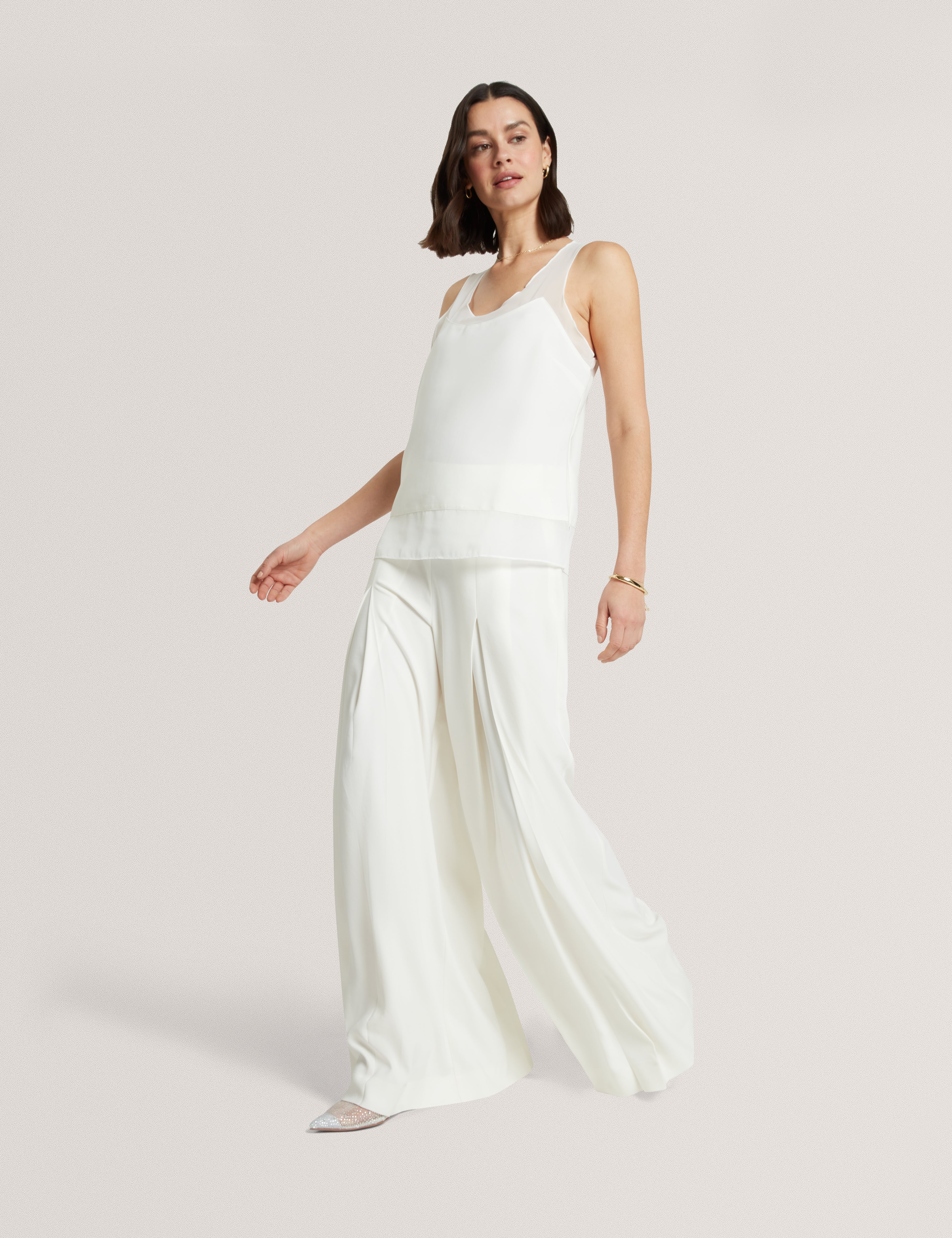 Aepi Front Pleat Wide Leg Trousers Ivory - Image 6