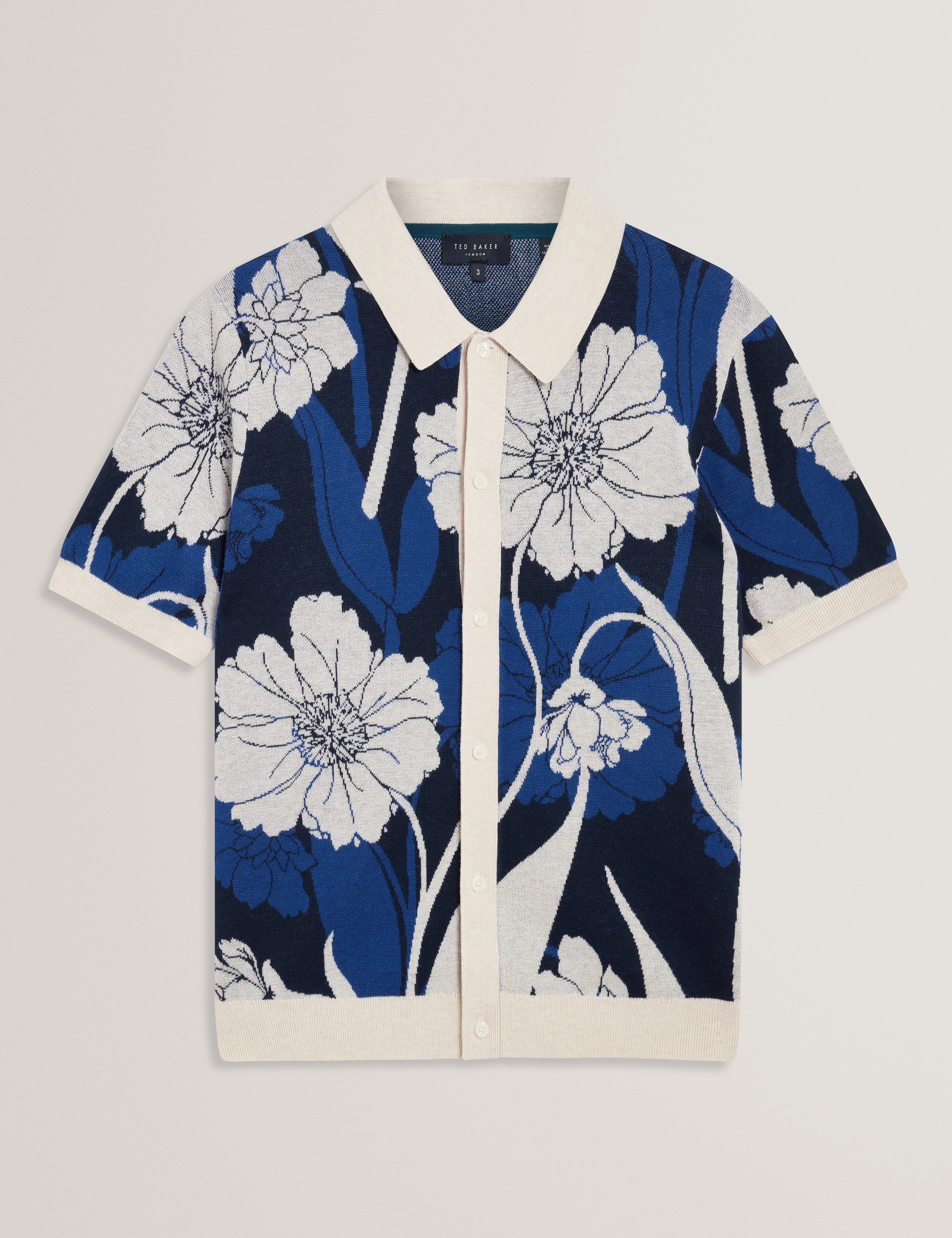 Aldery Short Sleeve Floral Jacquard Polo Brt-Blue - Image 6