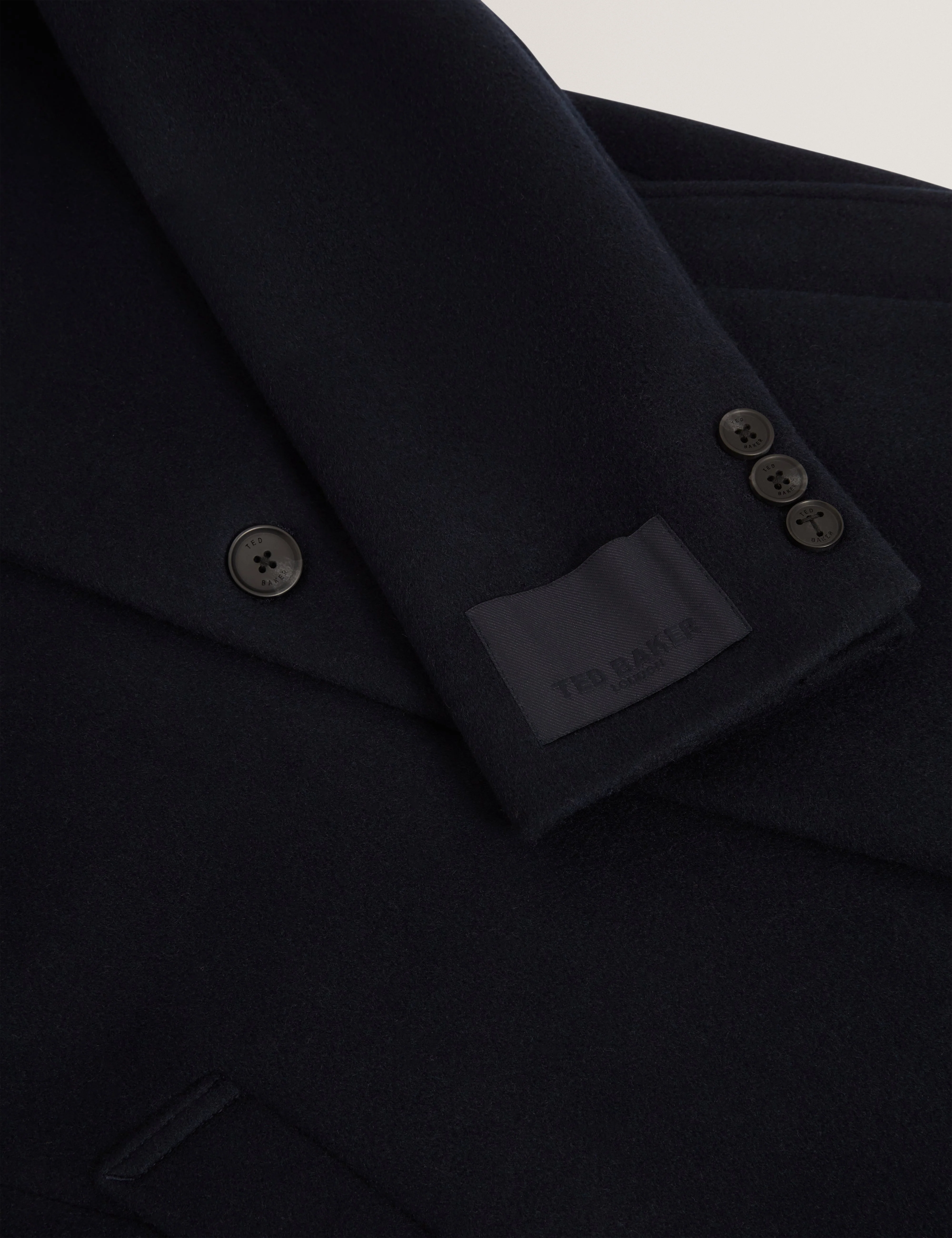Alerton Slim Fit Wool Blend City Overcoat Navy - Image 2