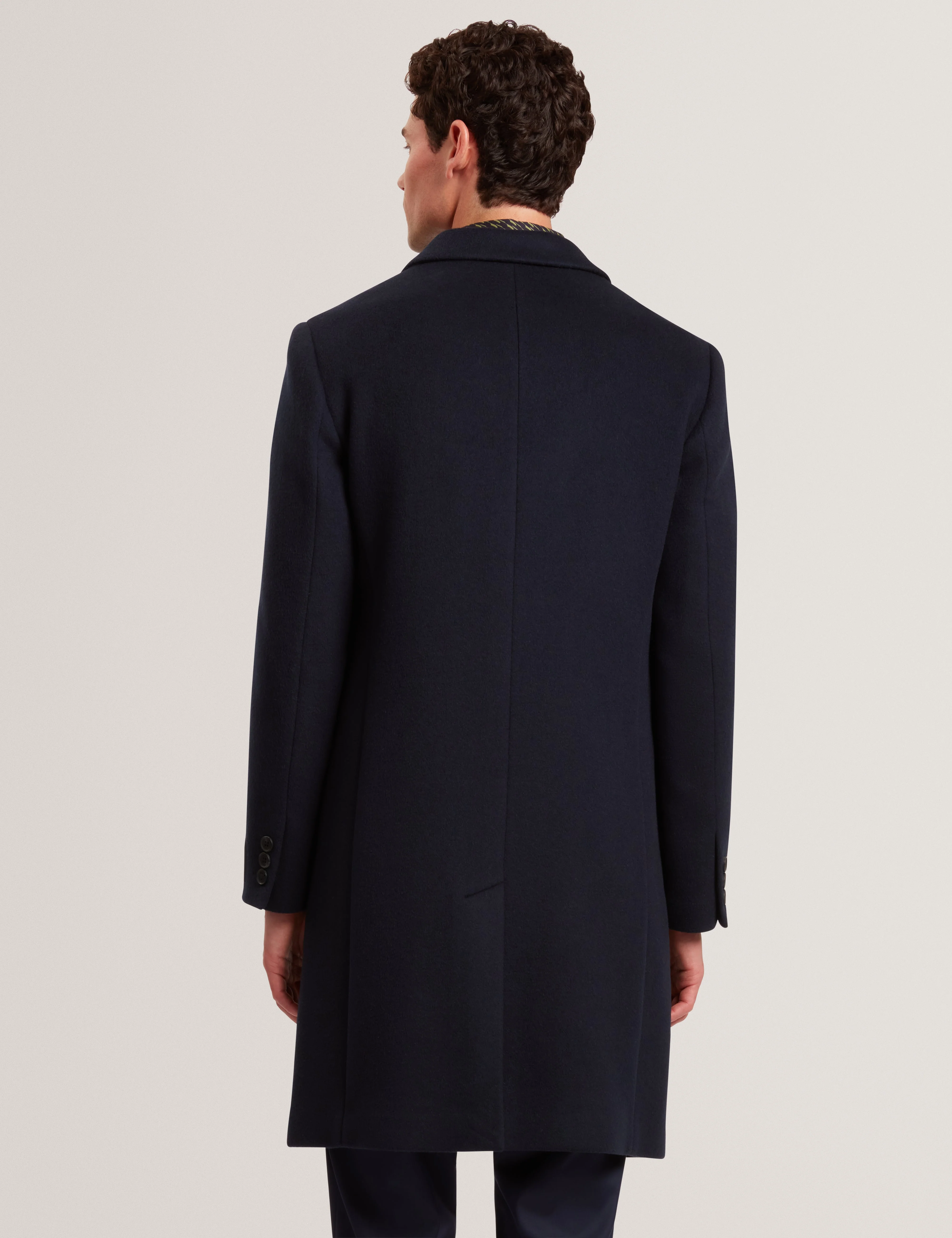 Alerton Slim Fit Wool Blend City Overcoat Navy - Image 3