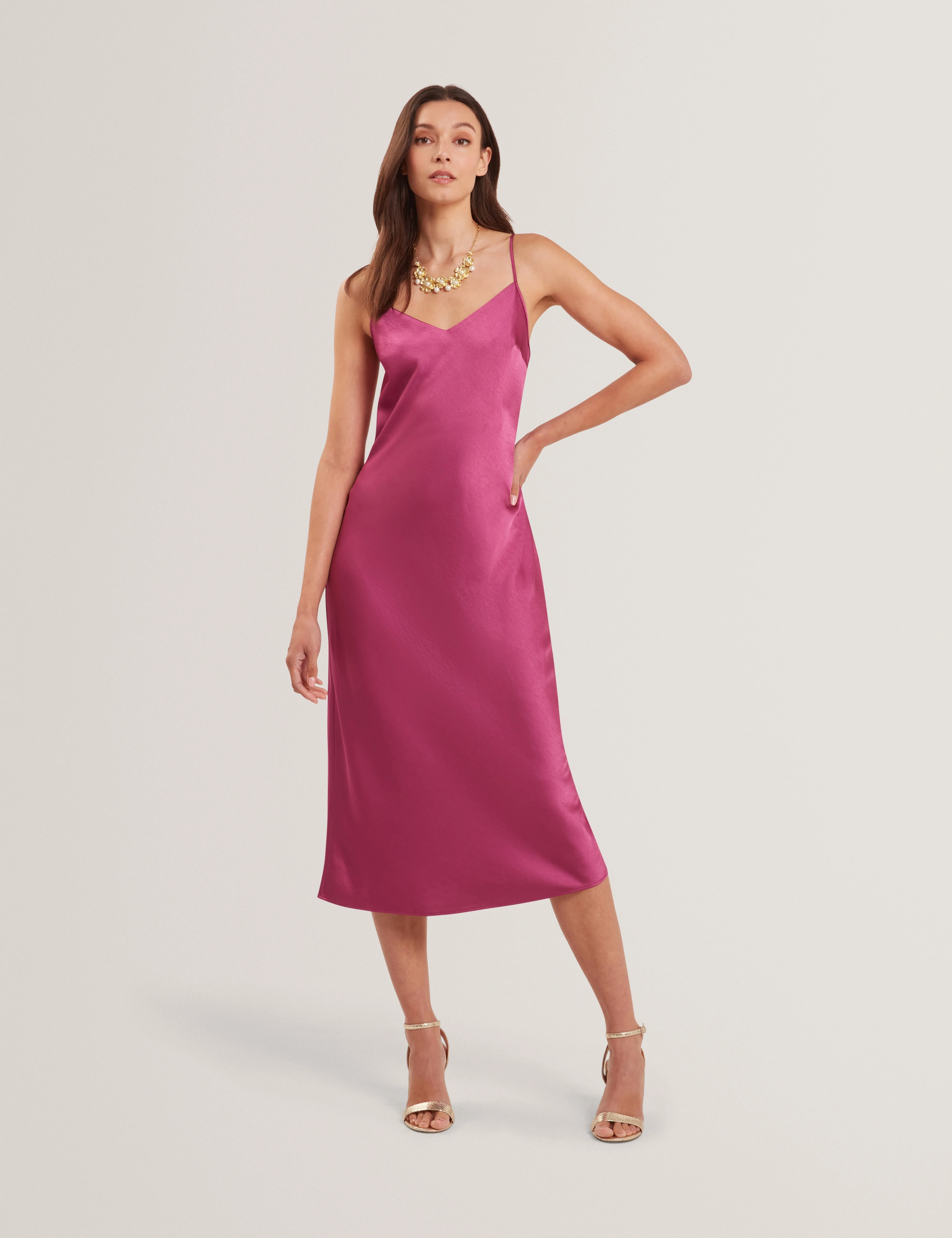 Ammil Satin Slip Dress With Removable Knitted Dp-Purple