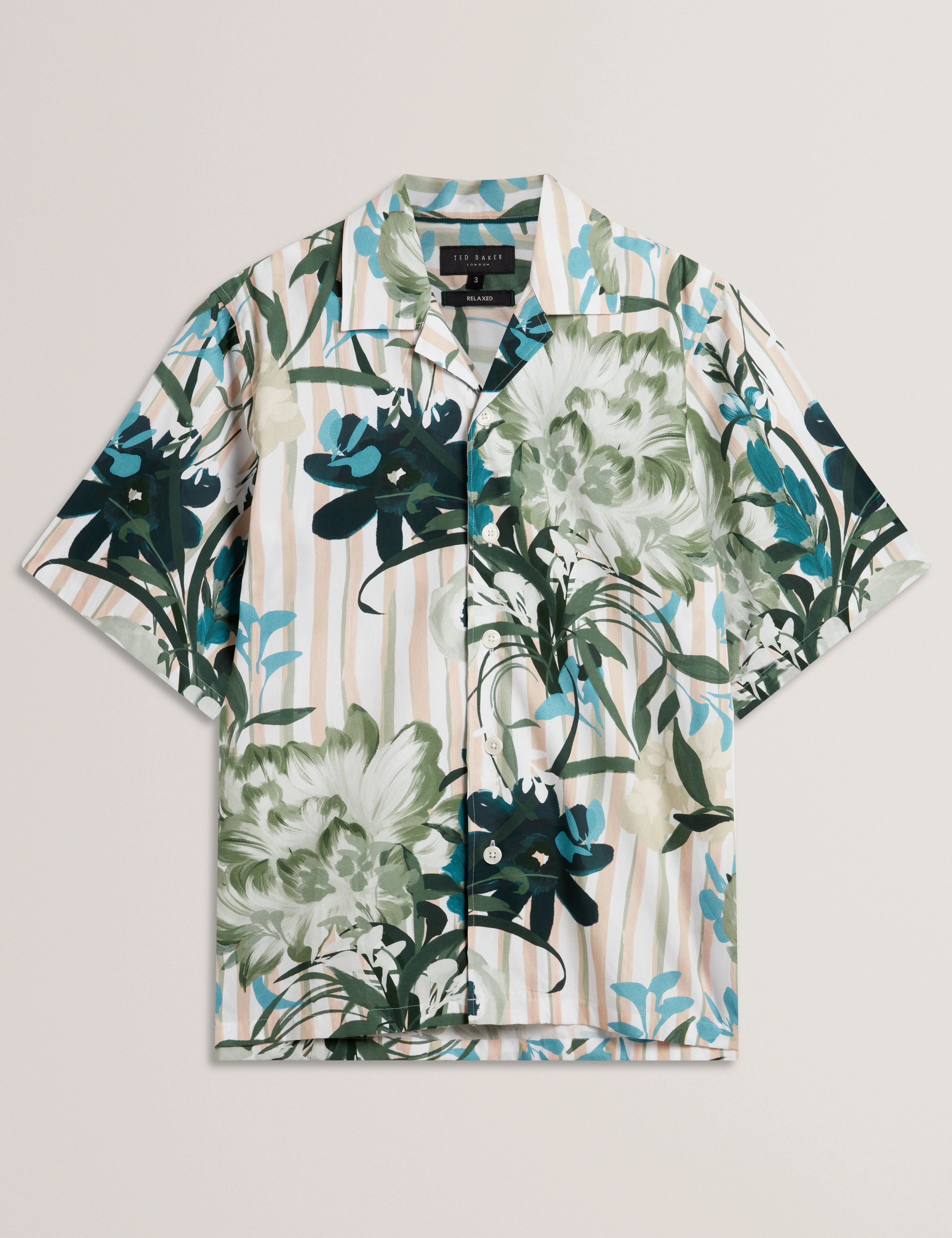 Anukis Short Sleeve Placement Floral Stripe Mid-Pink - Image 7
