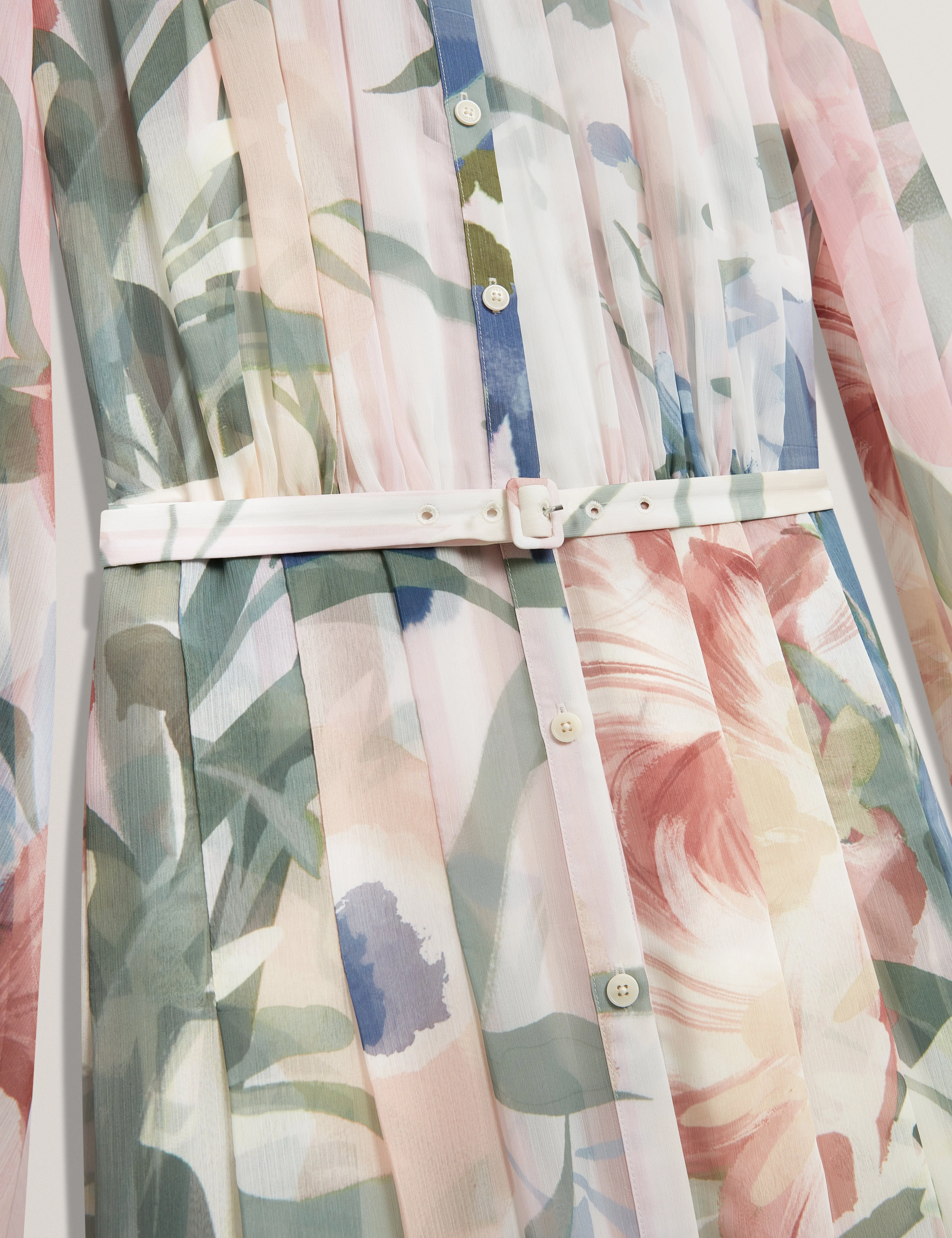 Arnia Pleated Midi Printed Shirt Dress Pink - Image 3