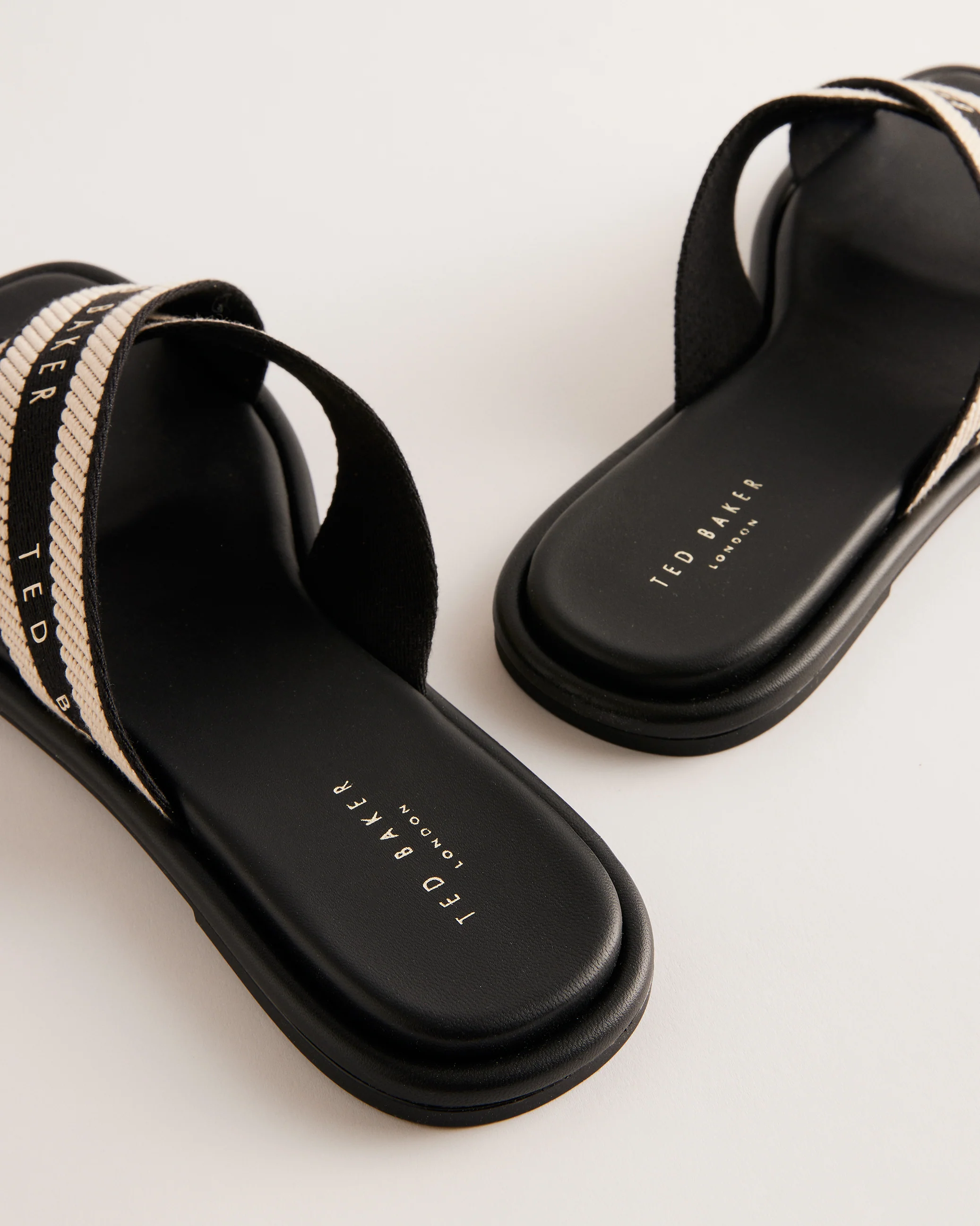 Ashika Webbing Flat Sandal Shoes Black - Image 4
