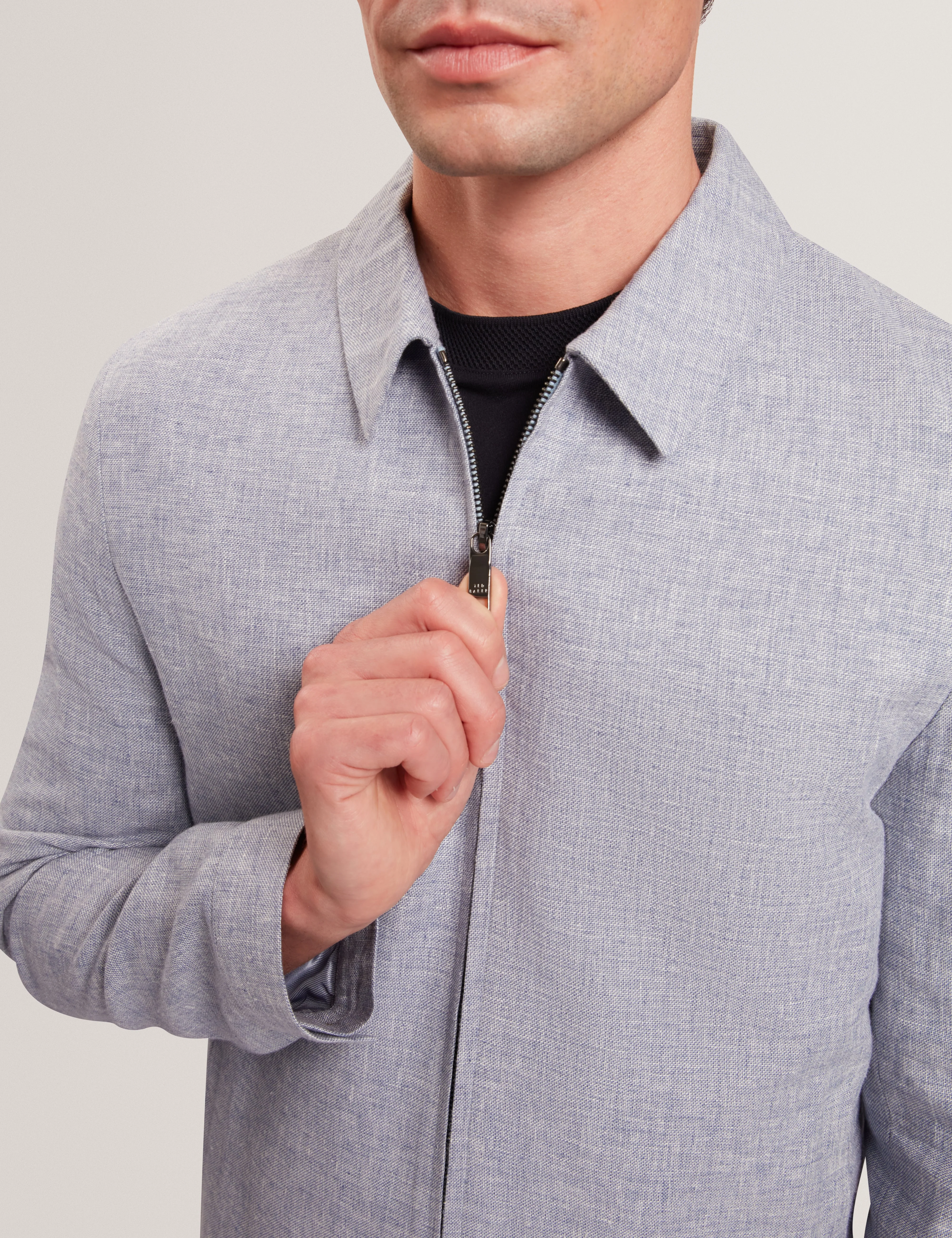 Ashleyj Slim Fit Linen Blend Jacket Lt-Blue - Image 4