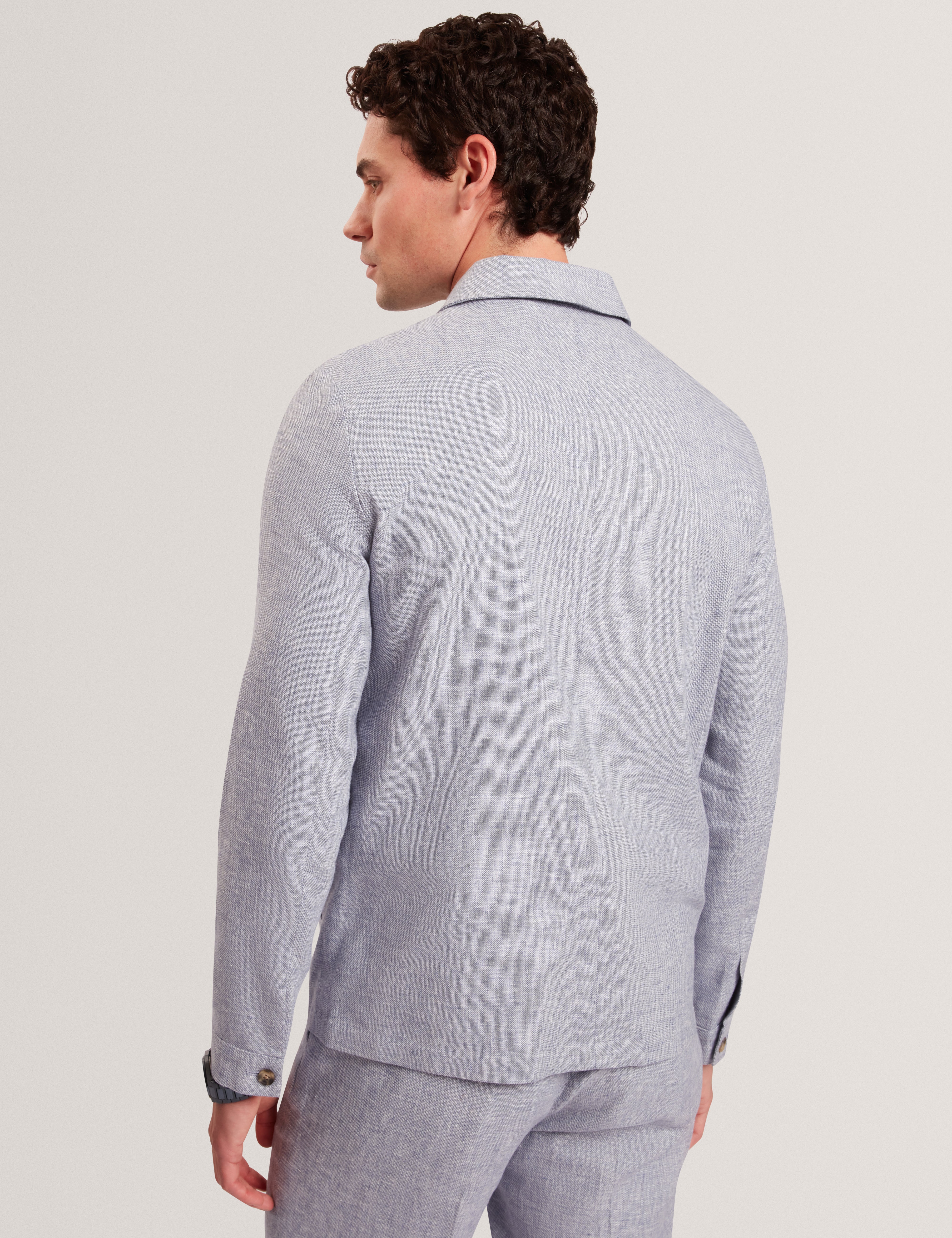 Ashleyj Slim Fit Linen Blend Jacket Lt-Blue - Image 5