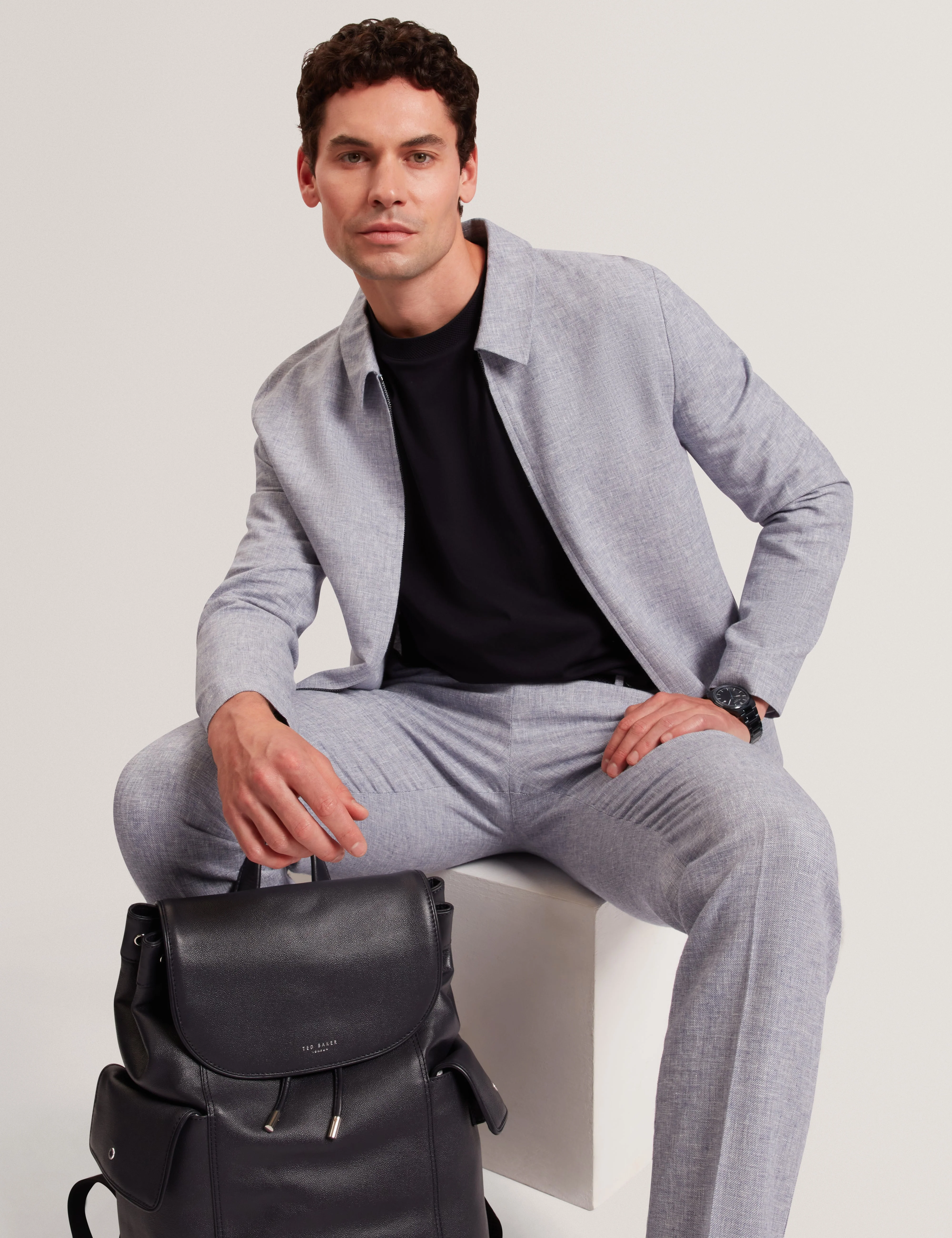 Ashleyj Slim Fit Linen Blend Jacket Lt-Blue - Image 6