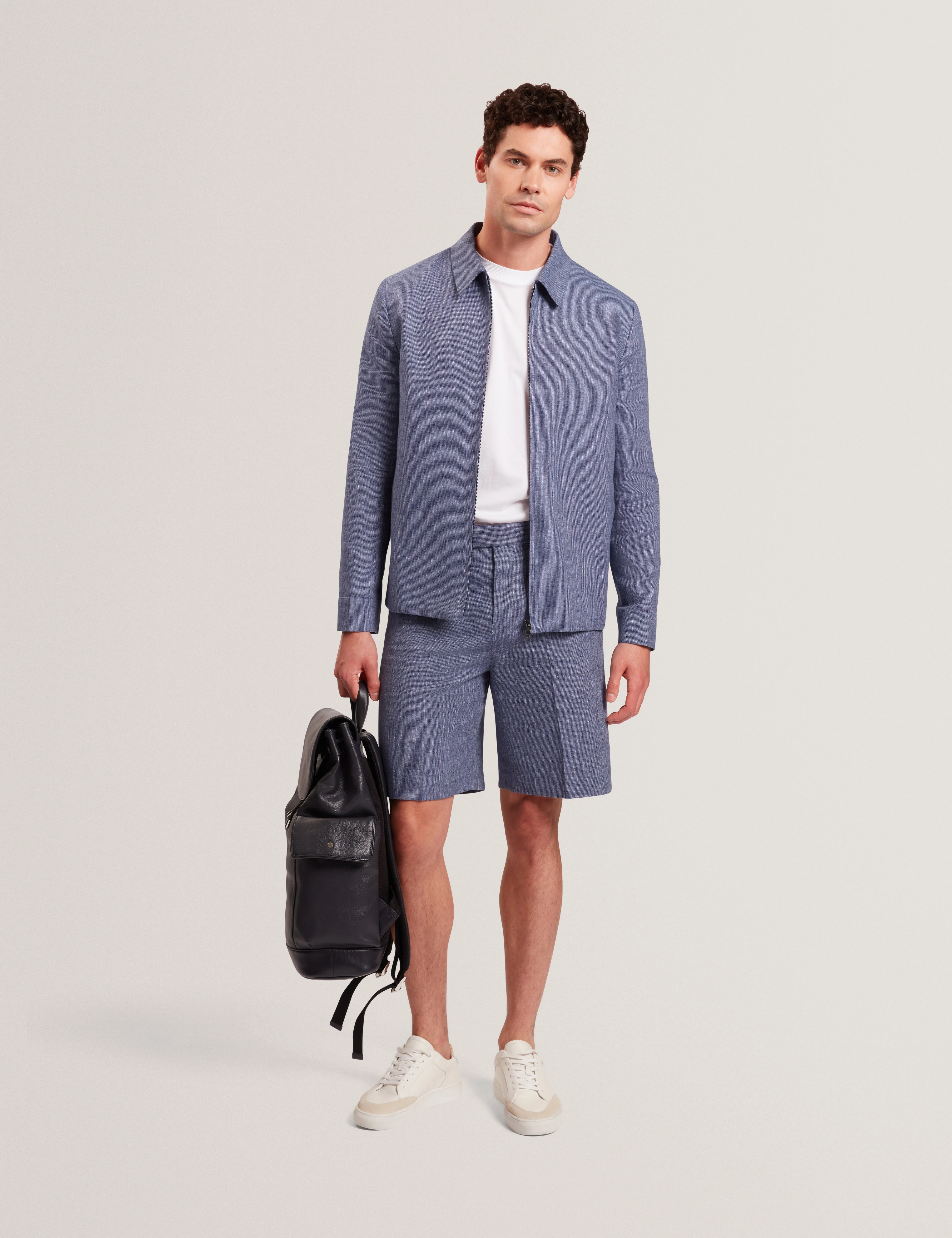 Ashleyj Slim Fit Linen Blend Jacket Navy - Image 2