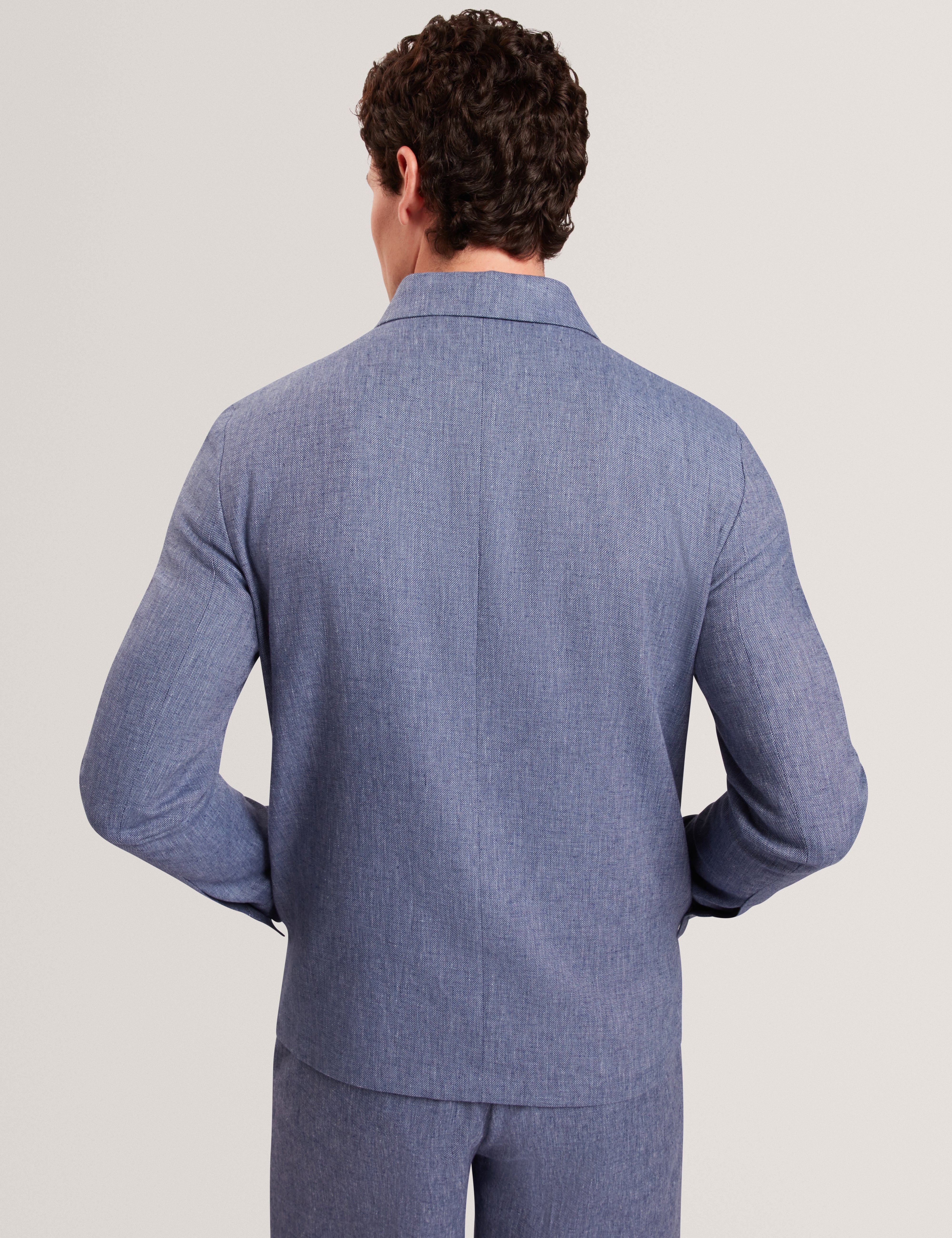 Ashleyj Slim Fit Linen Blend Jacket Navy - Image 5