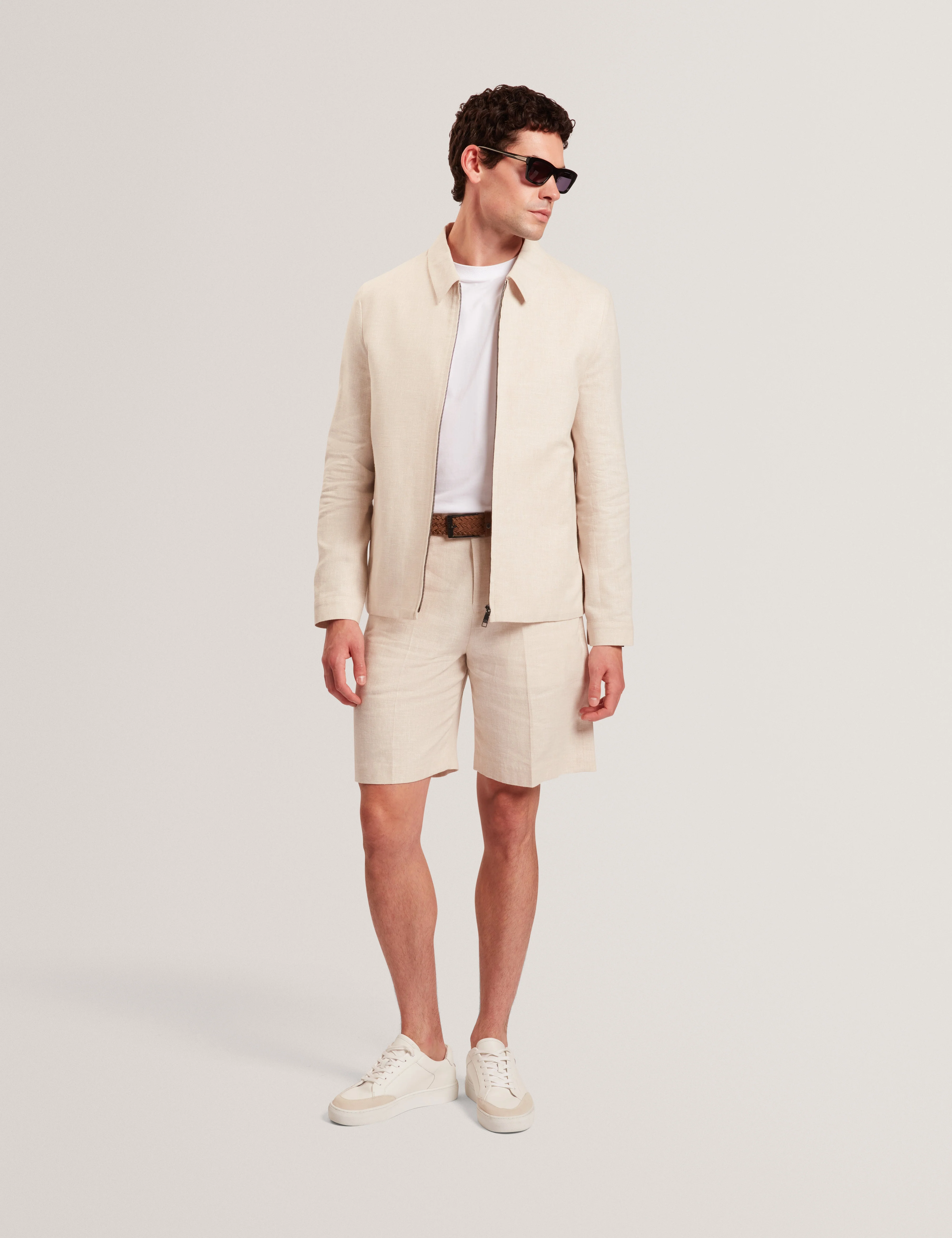 Ashleyj Slim Fit Linen Blend Jacket Stone - Image 2