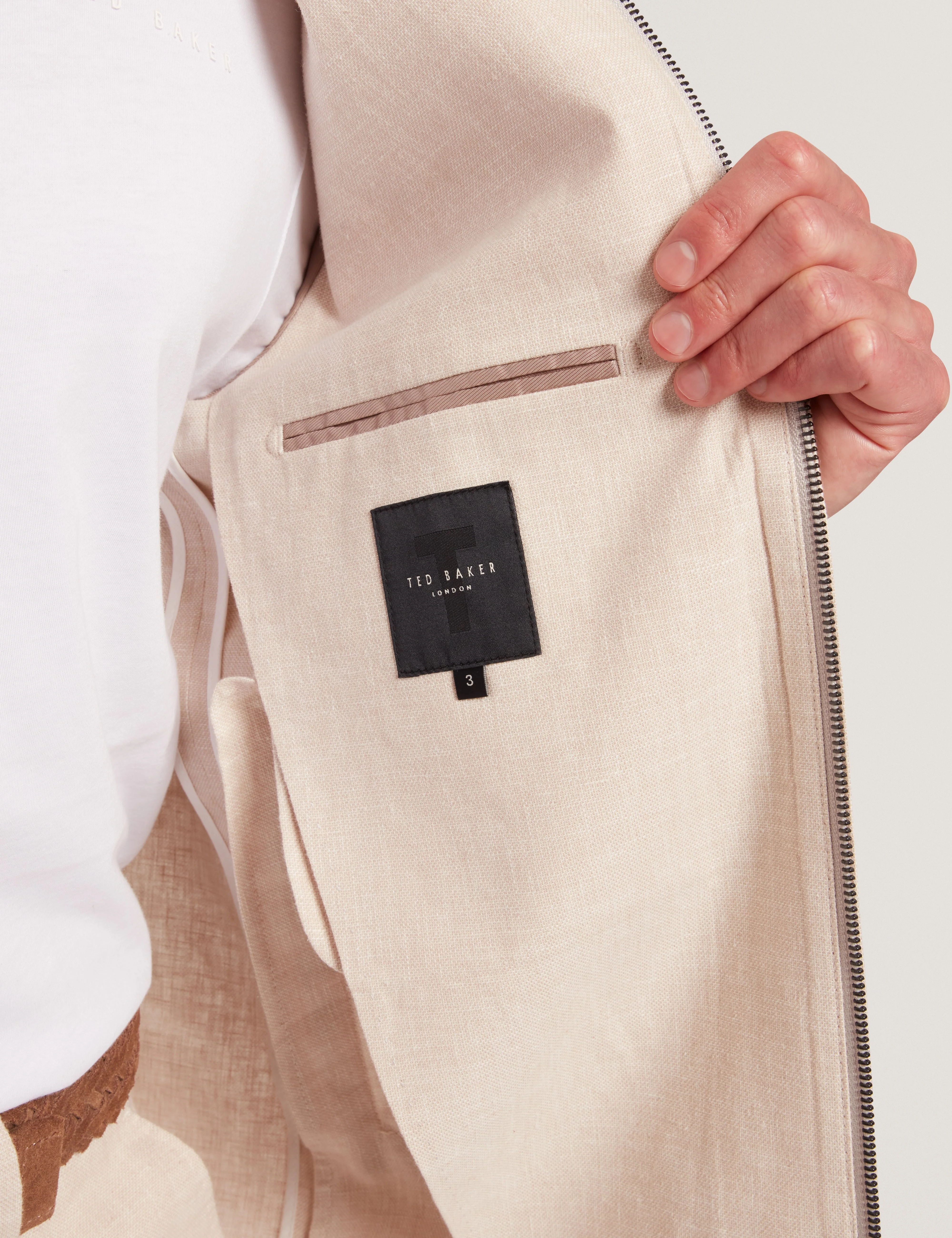 Ashleyj Slim Fit Linen Blend Jacket Stone - Image 4