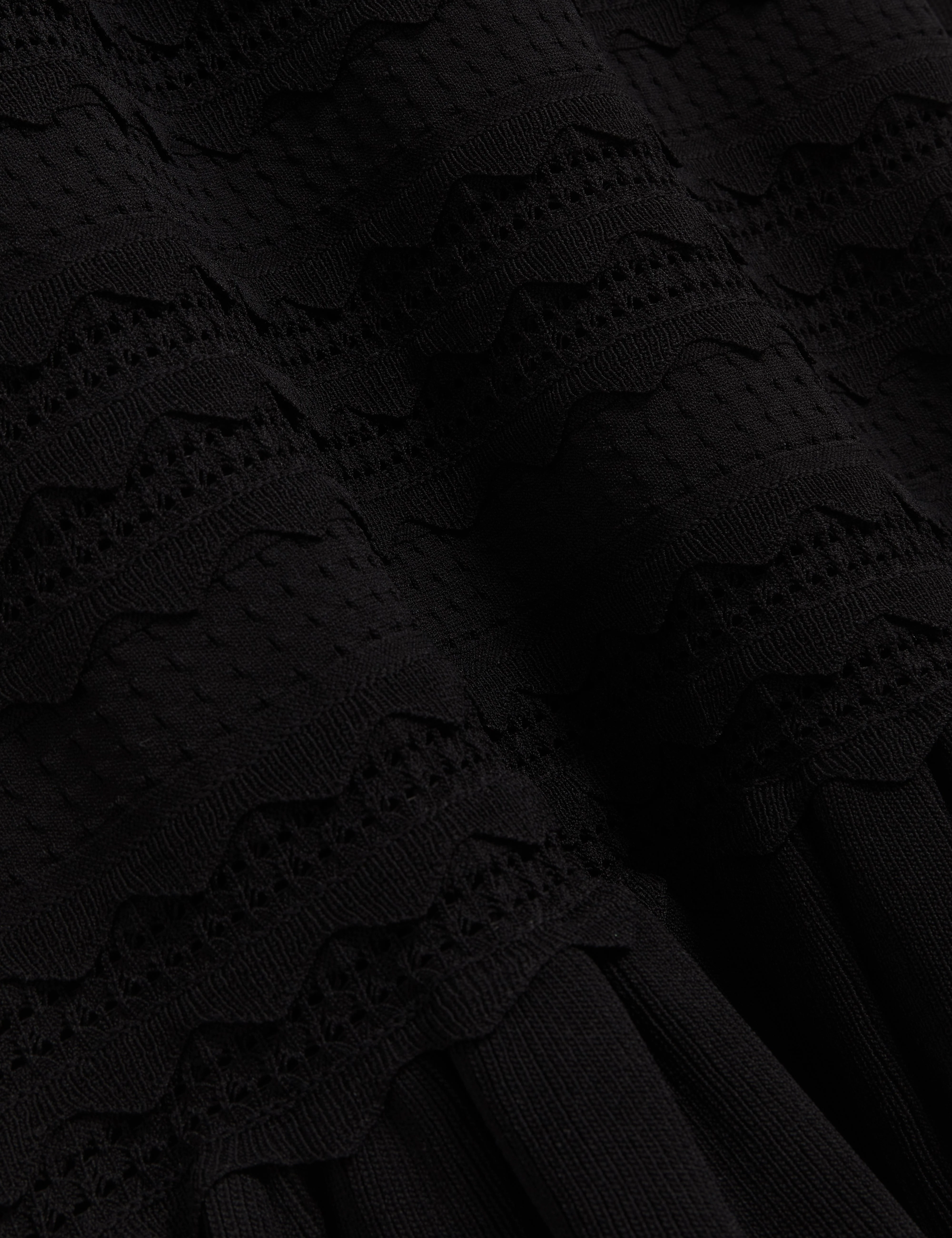 Avela Knitted Mini Dress With Frill Detail Black - Image 3