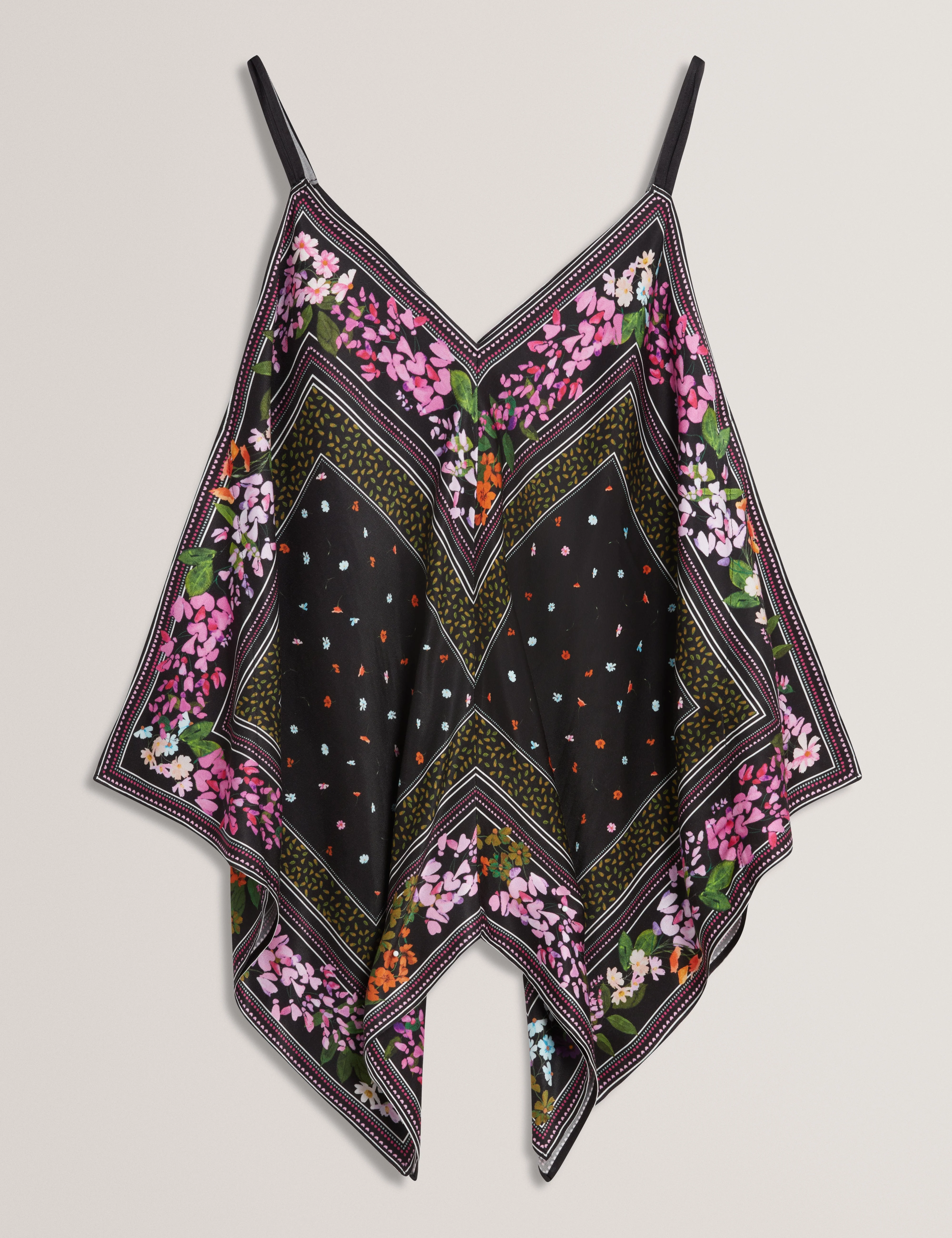 Ayyla Printed V Neck Cami Top Black - Image 8