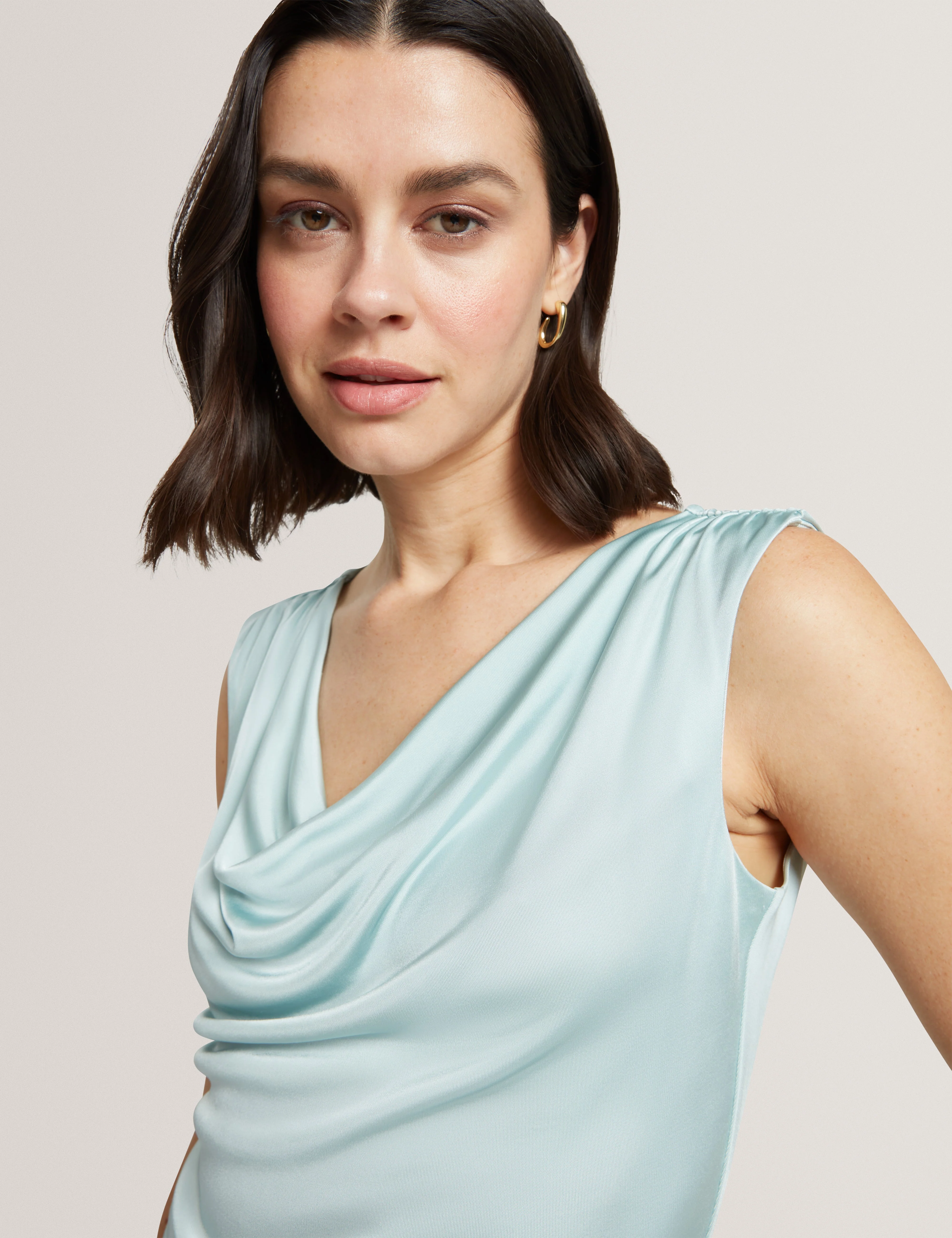 Azzila Cowl Neck Sleeveless Top Sky-Blue - Image 4