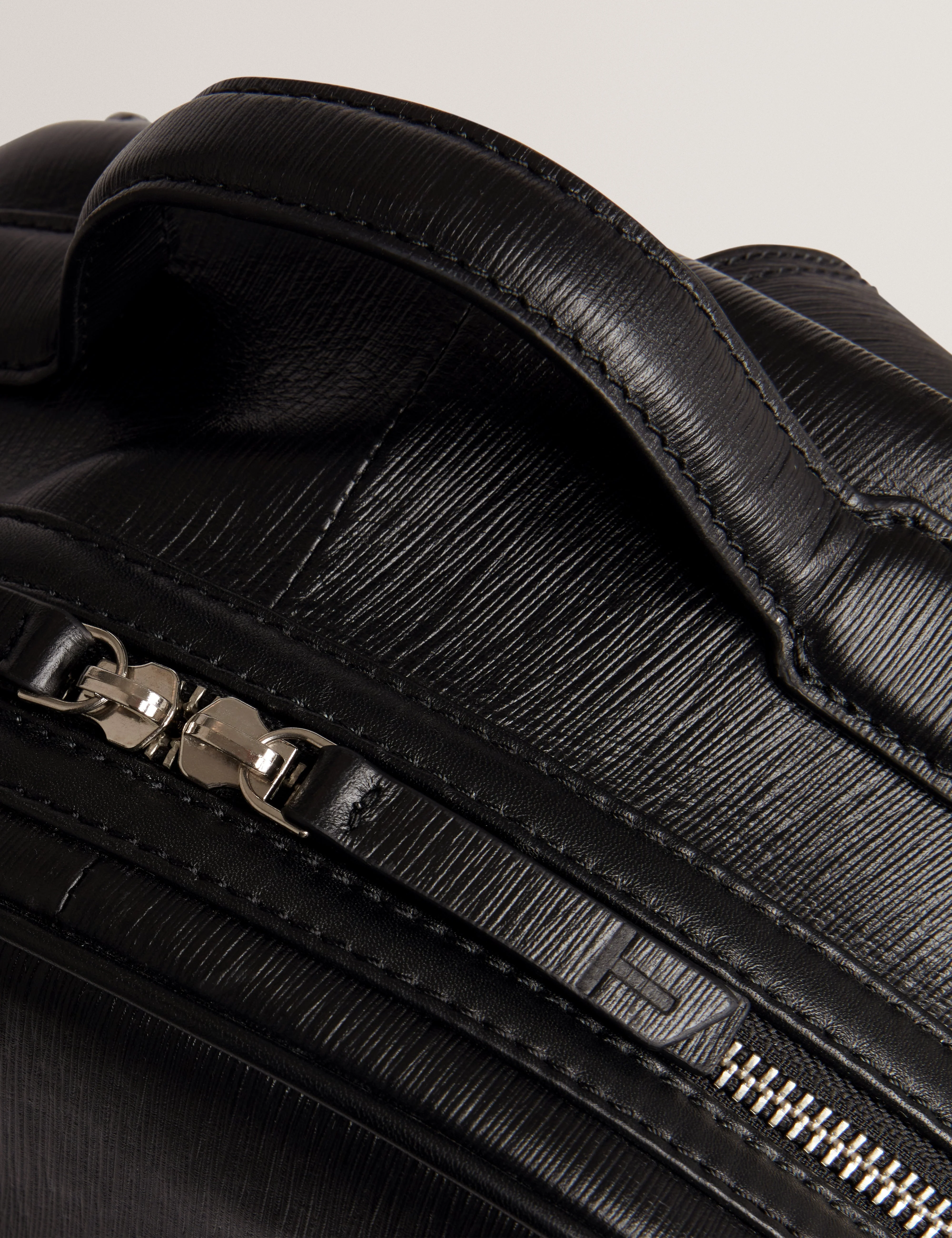 Bailor Bark Texture Leather Backpack Black - Image 3