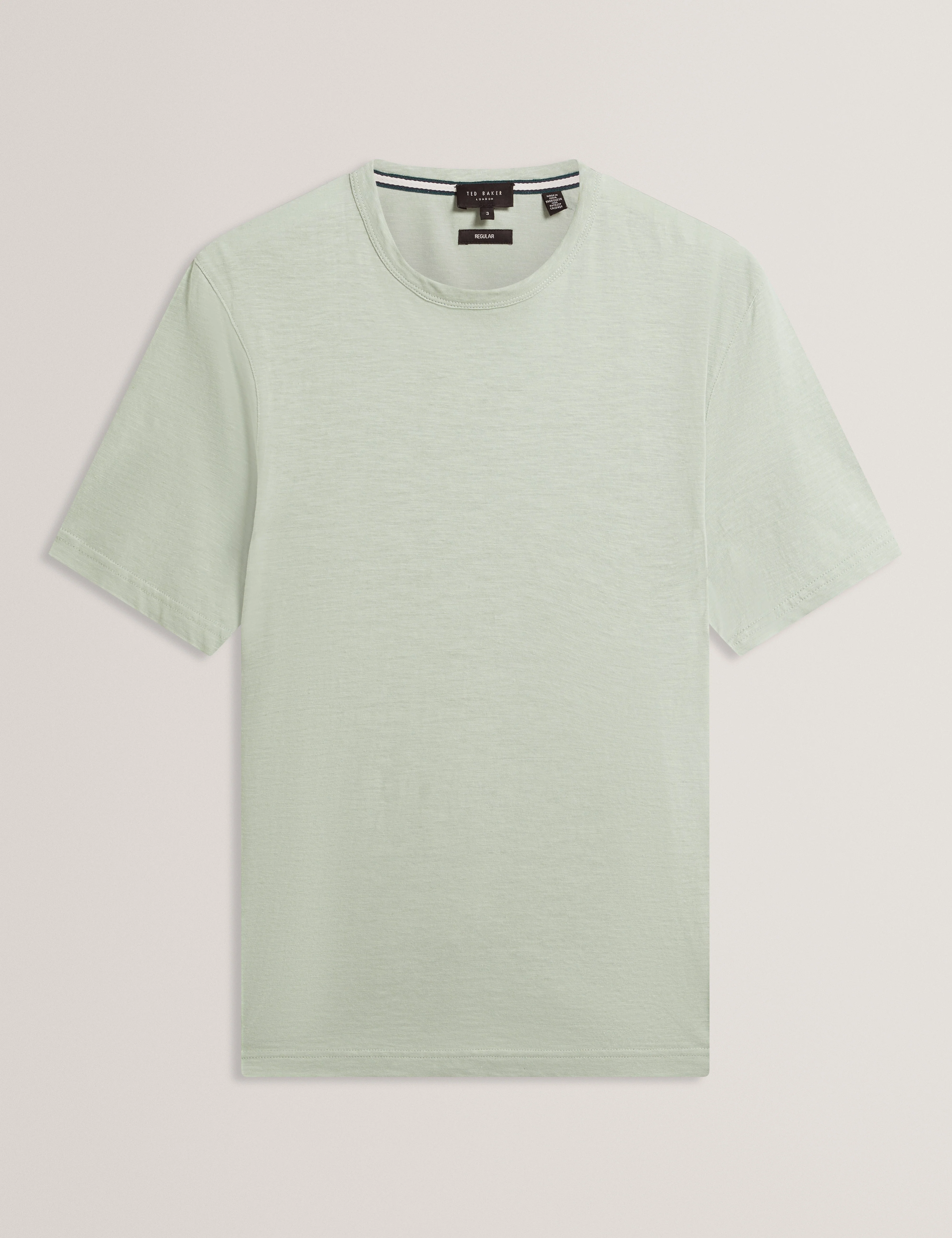 Bartol Short Sleeve Regular Linen Cotton T-Shirt Mid-Green - Image 7
