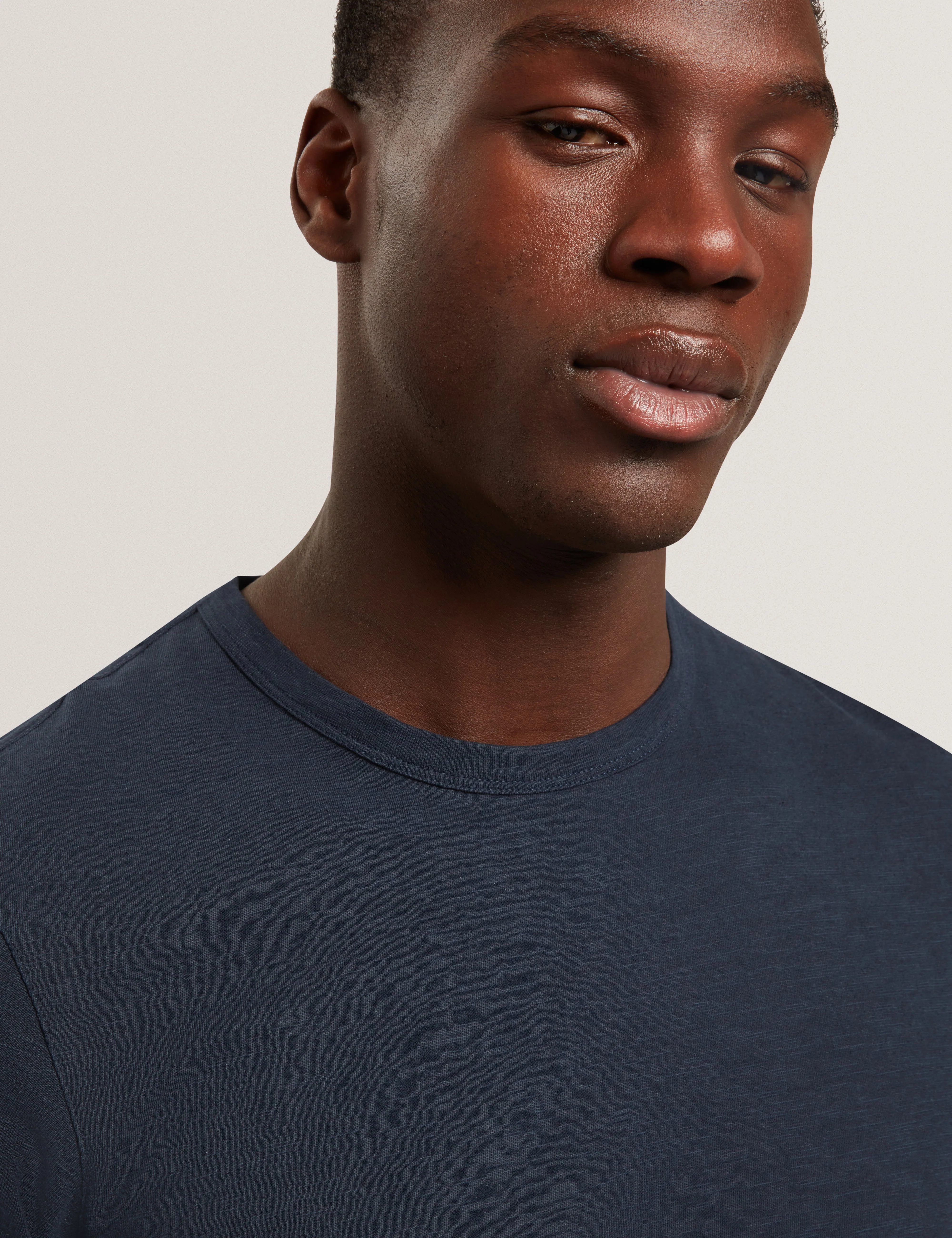 Bartol Short Sleeve Regular Linen Cotton T-Shirt Navy - Image 5