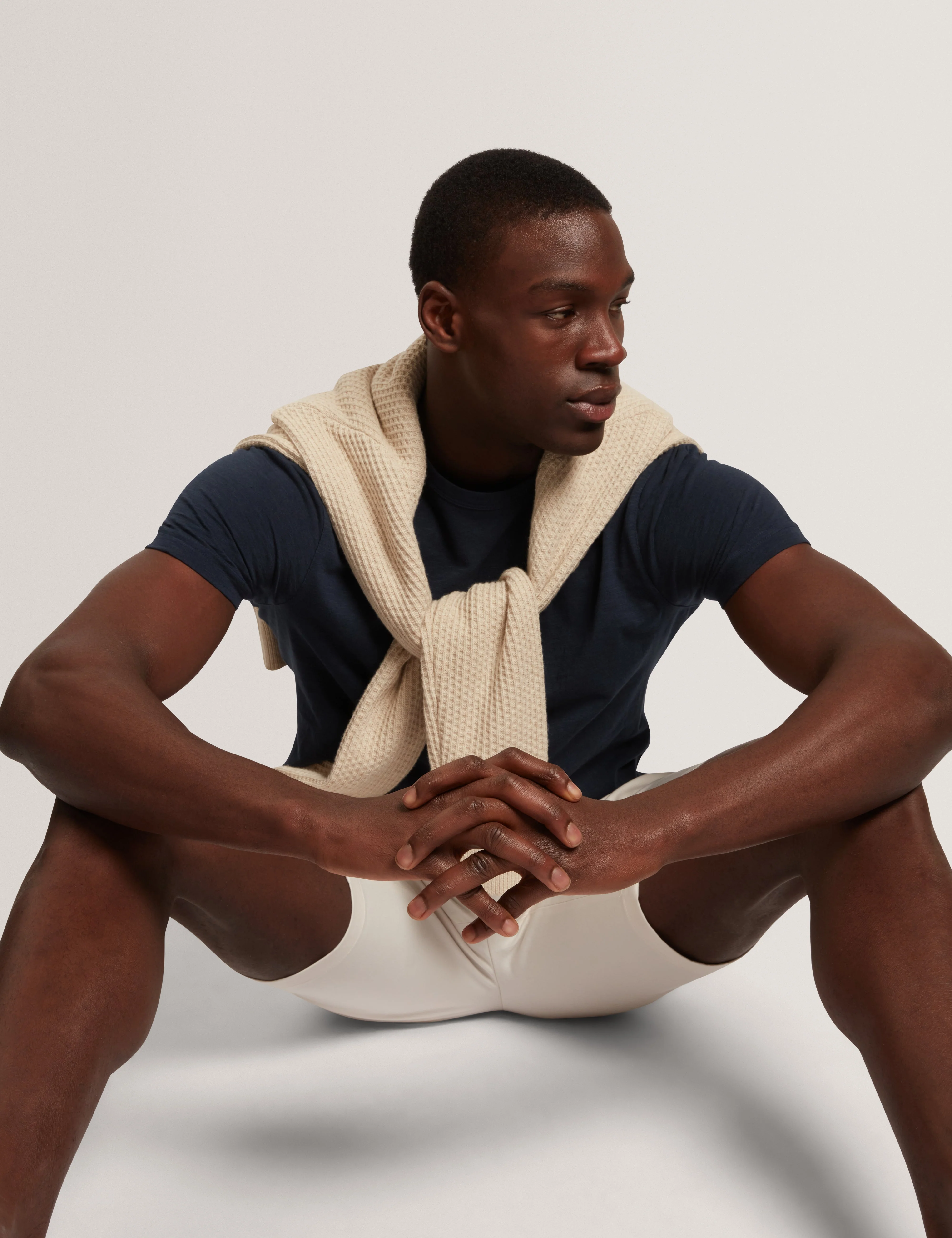 Bartol Short Sleeve Regular Linen Cotton T-Shirt Navy - Image 7