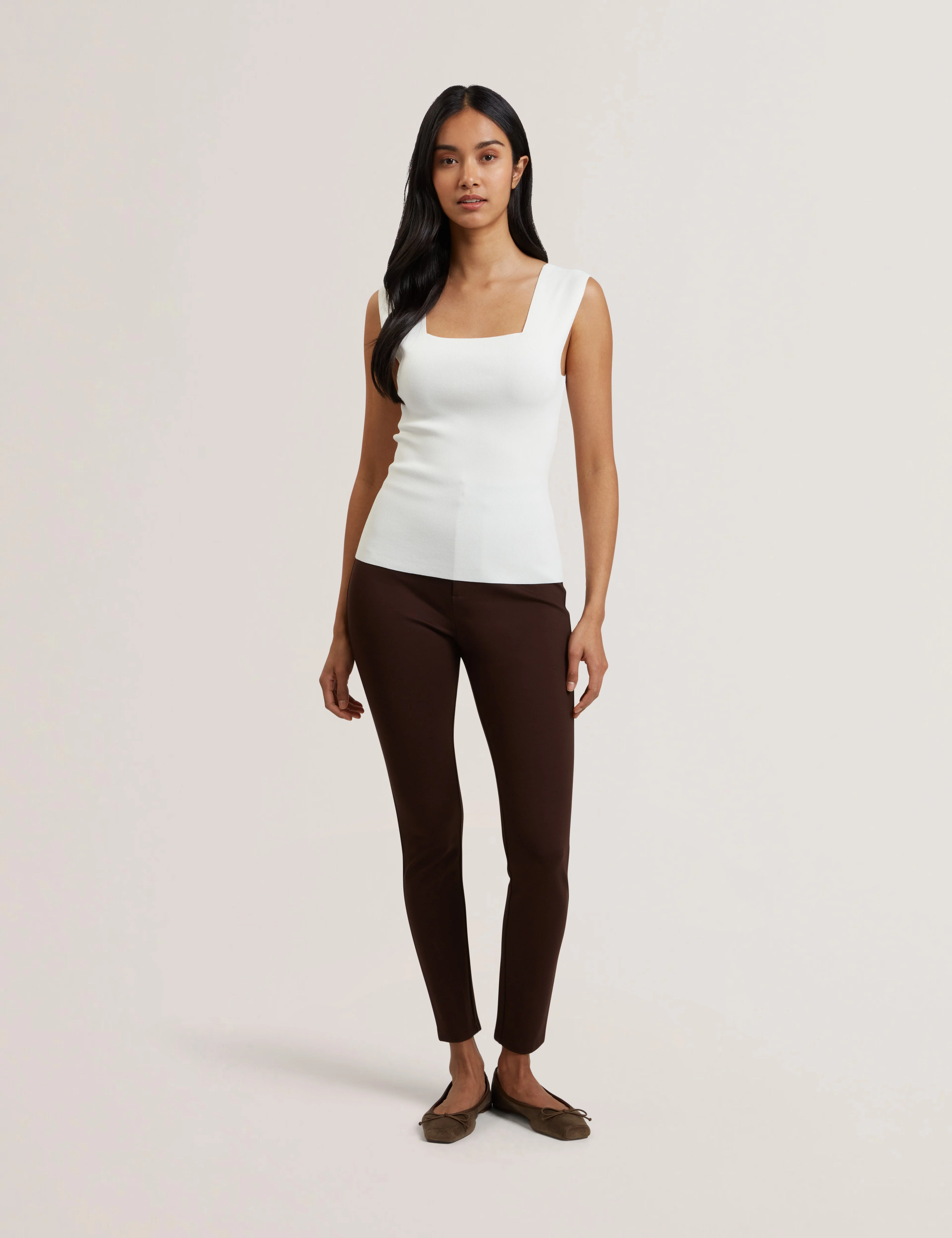 Binkkii Square Neck Sleeveless Knitted Top Ivory - Image 2