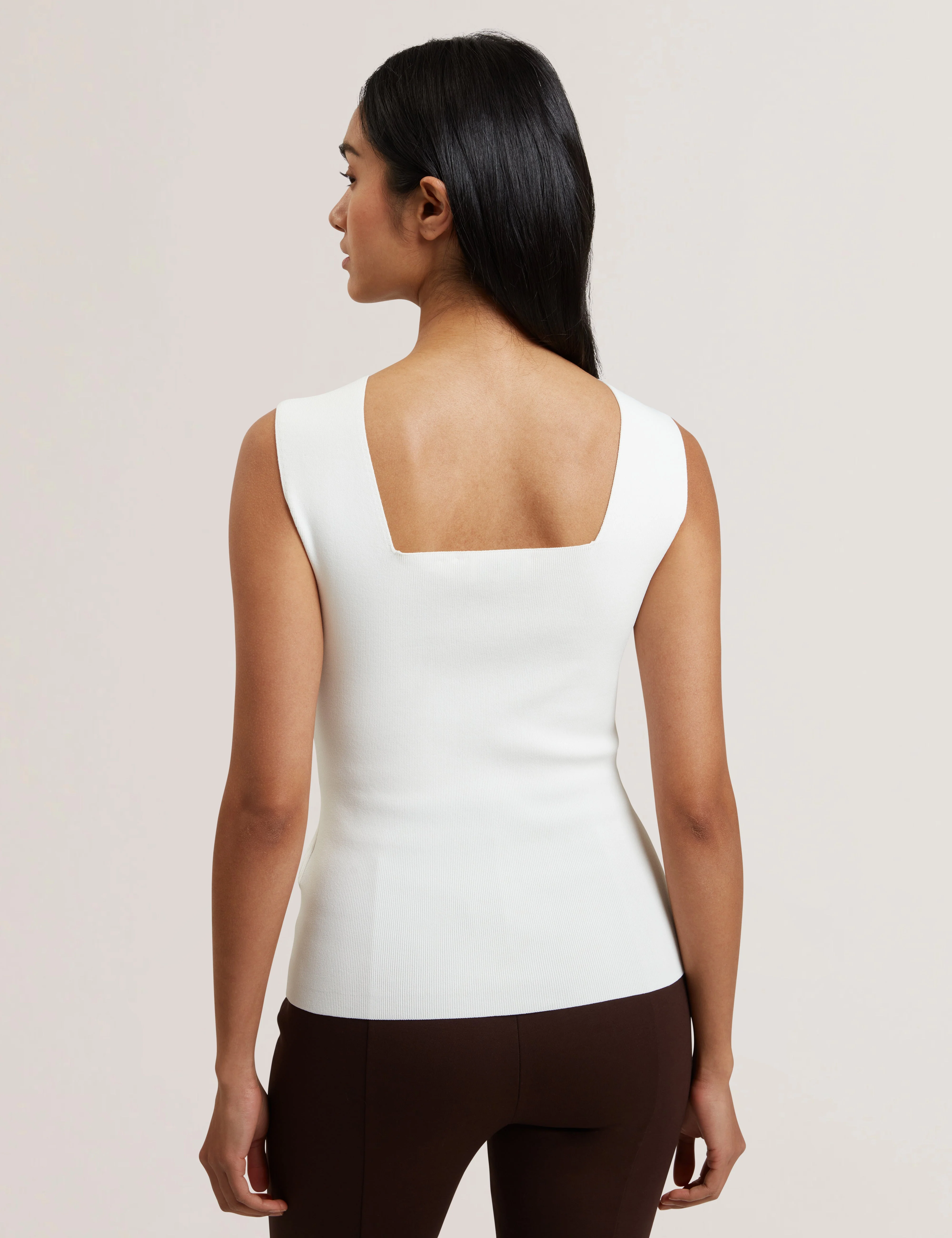 Binkkii Square Neck Sleeveless Knitted Top Ivory - Image 5