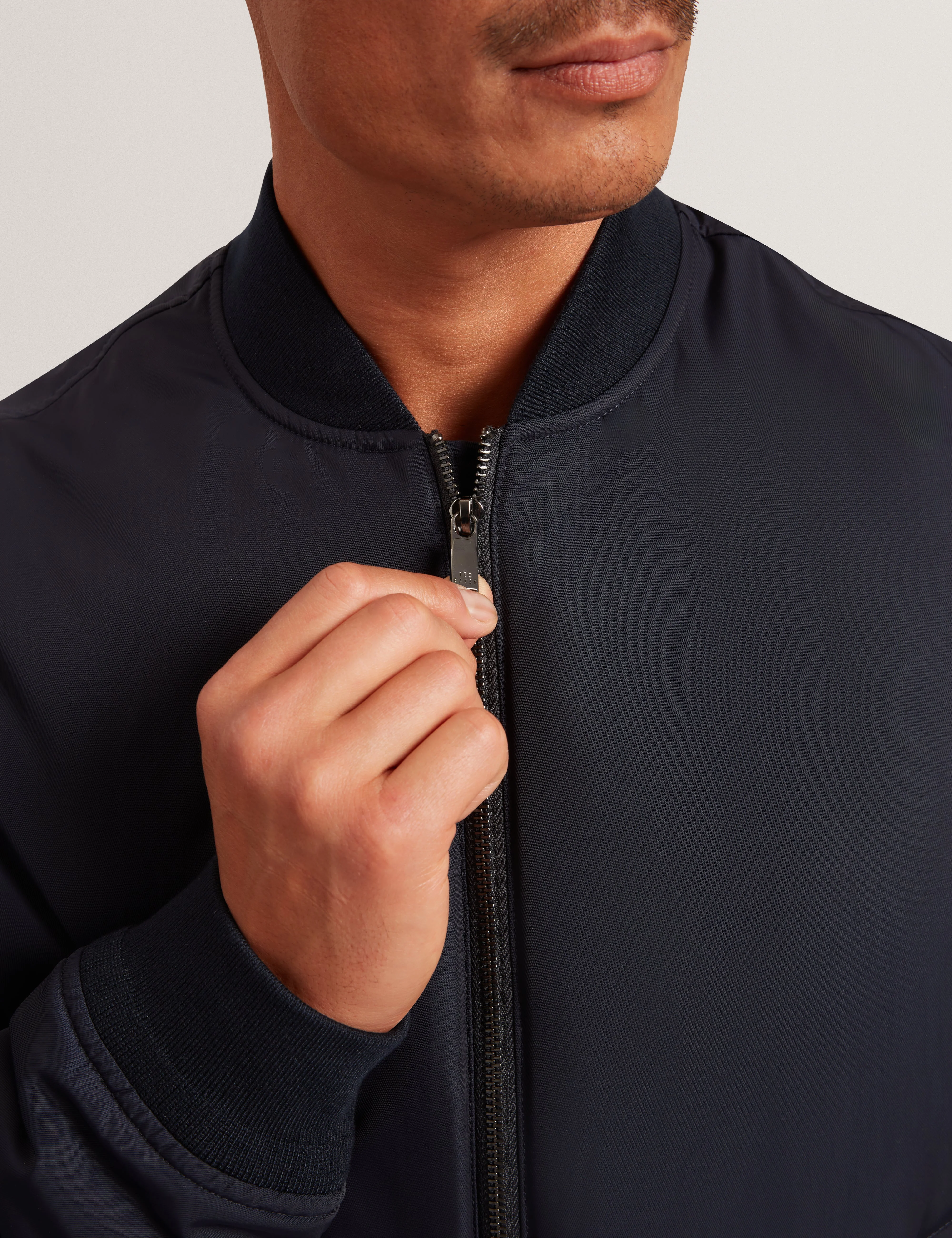 Bombard Relaxed Fit Nylon Ma1 Bomber Jacket Navy - Image 4