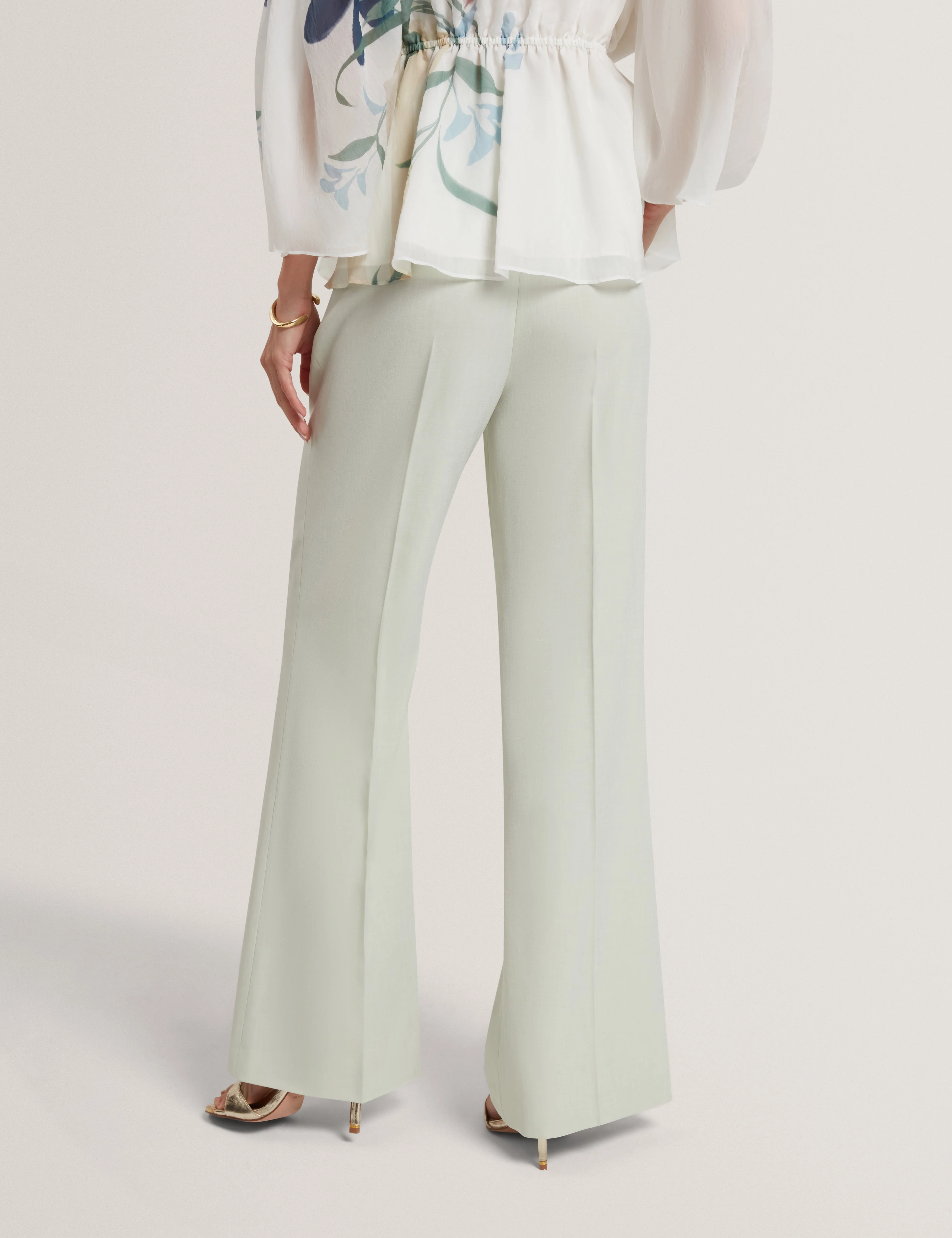 Bridat Kick Flare Tailored Trousers Pl-Green - Image 5