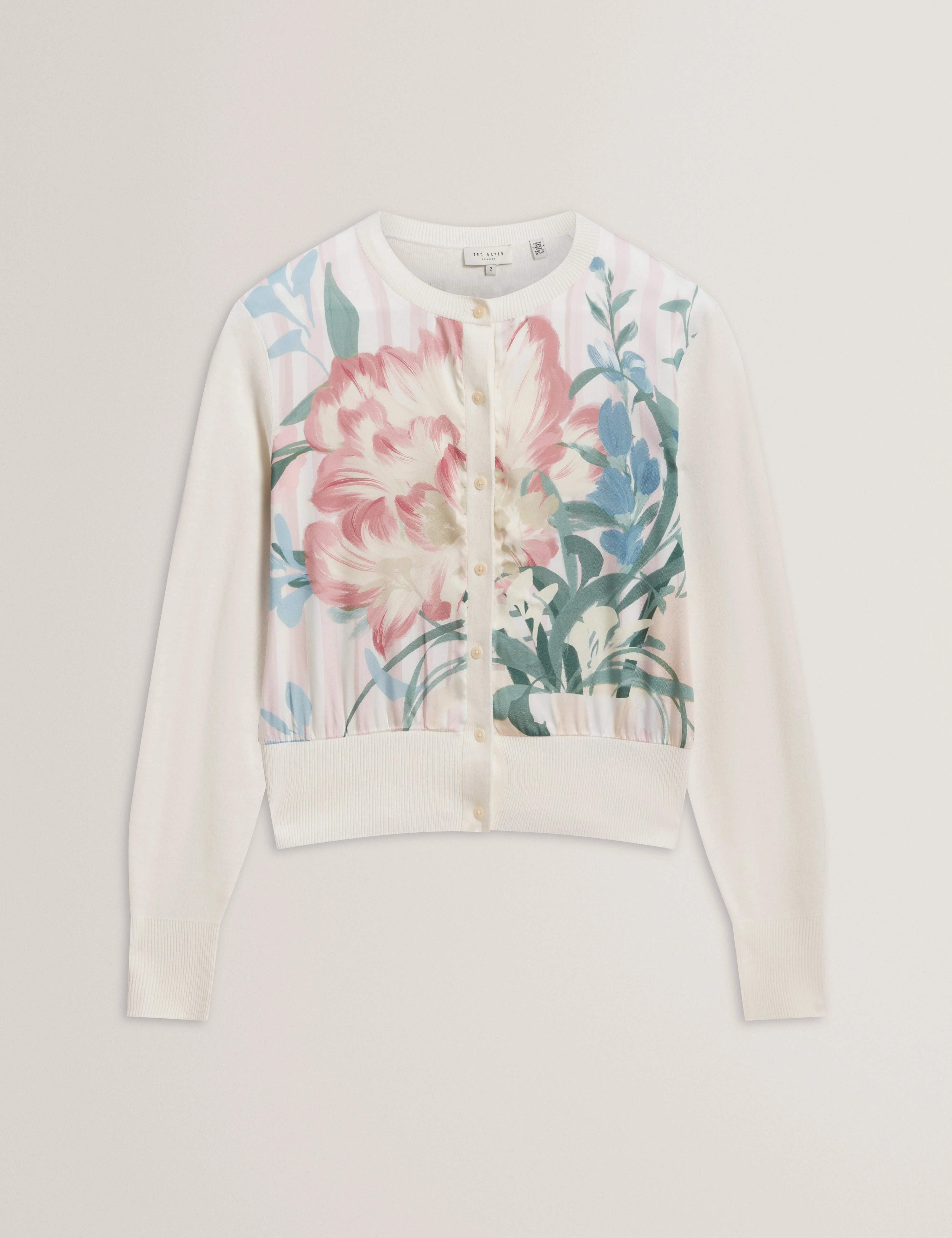 Briiar Printed Woven Front Cardigan Ivory - Image 7