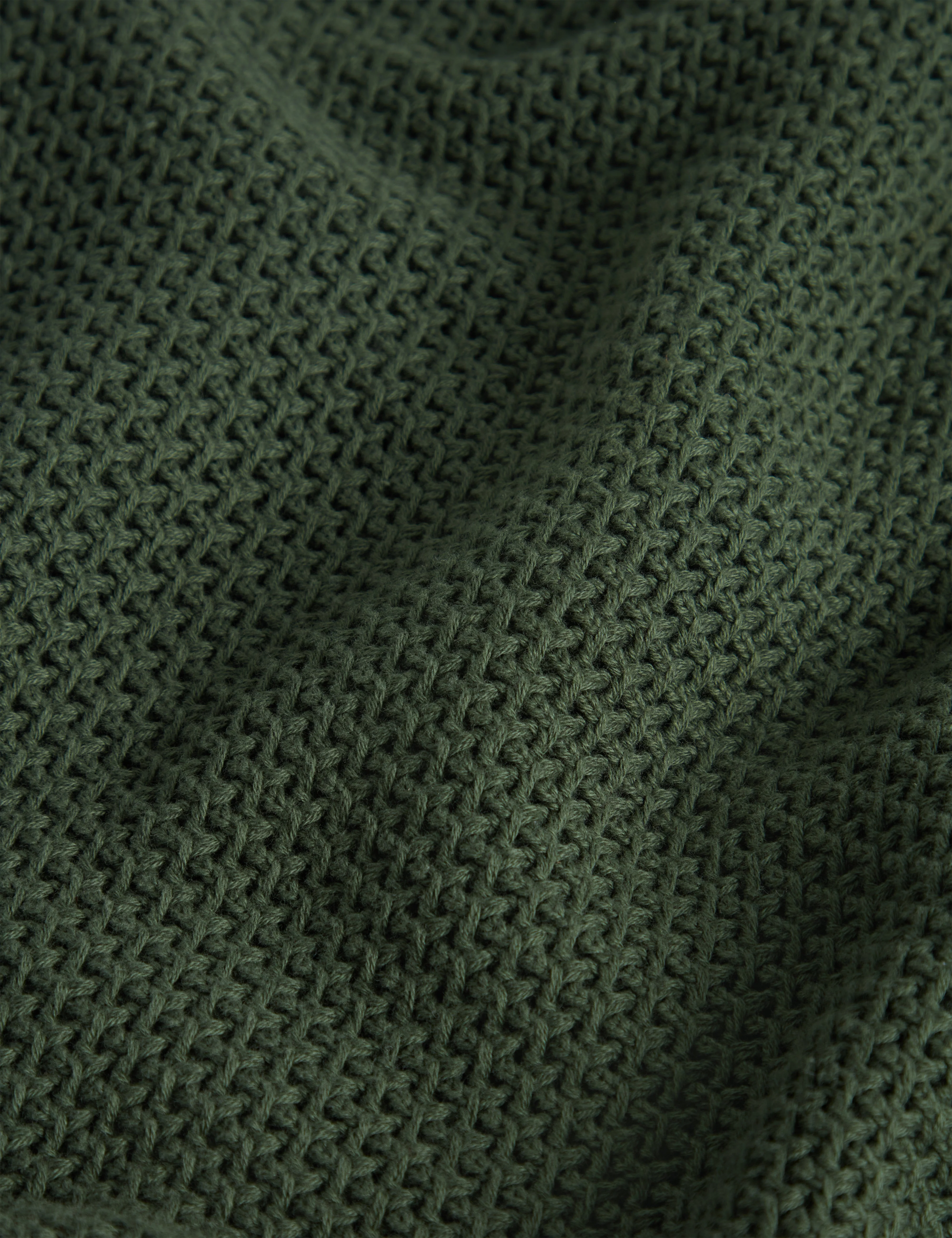 Brucei Long Sleeve Waffle Stitch Knit Polo Dk-Green - Image 8
