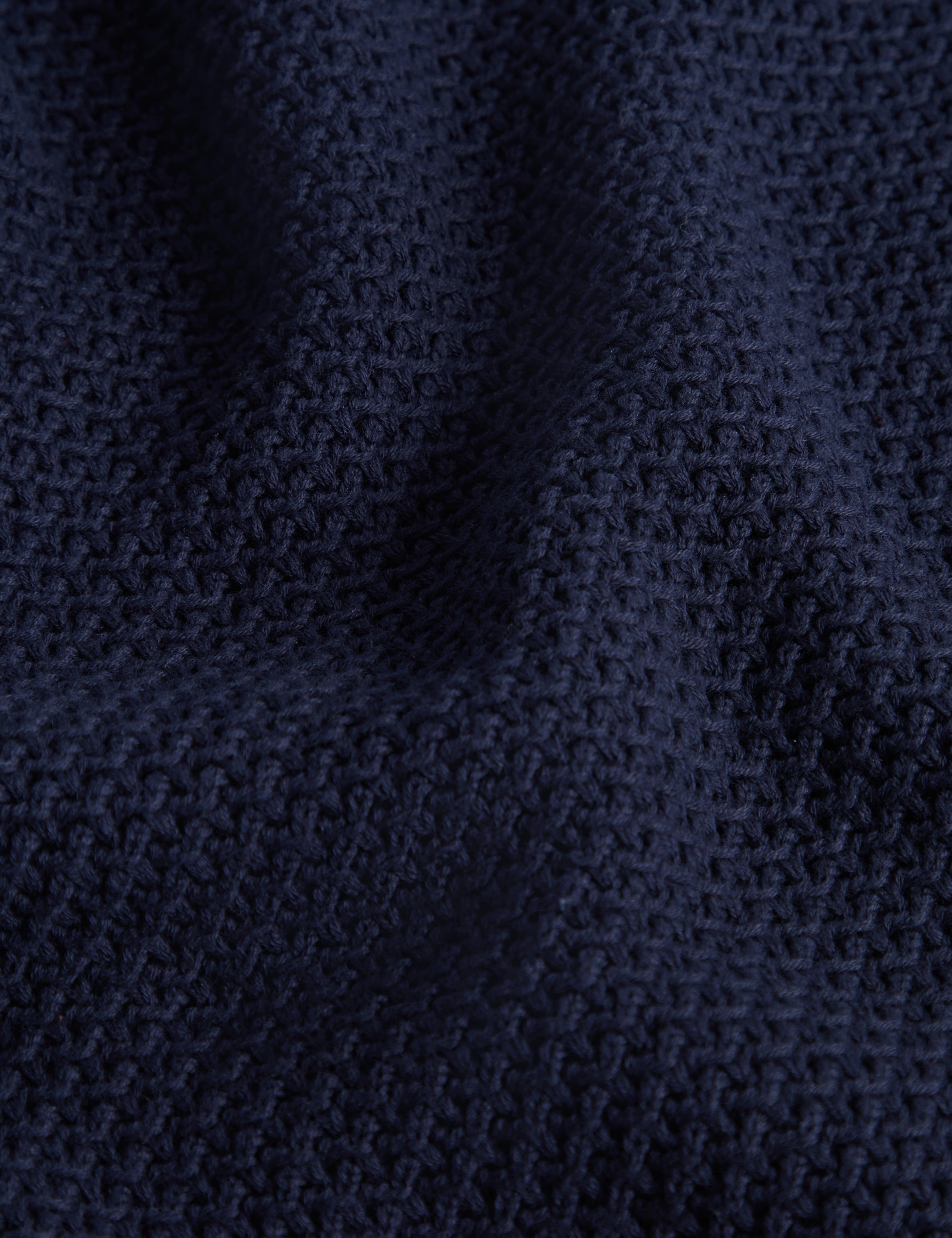 Brucei Long Sleeve Waffle Stitch Knit Polo Navy - Image 7