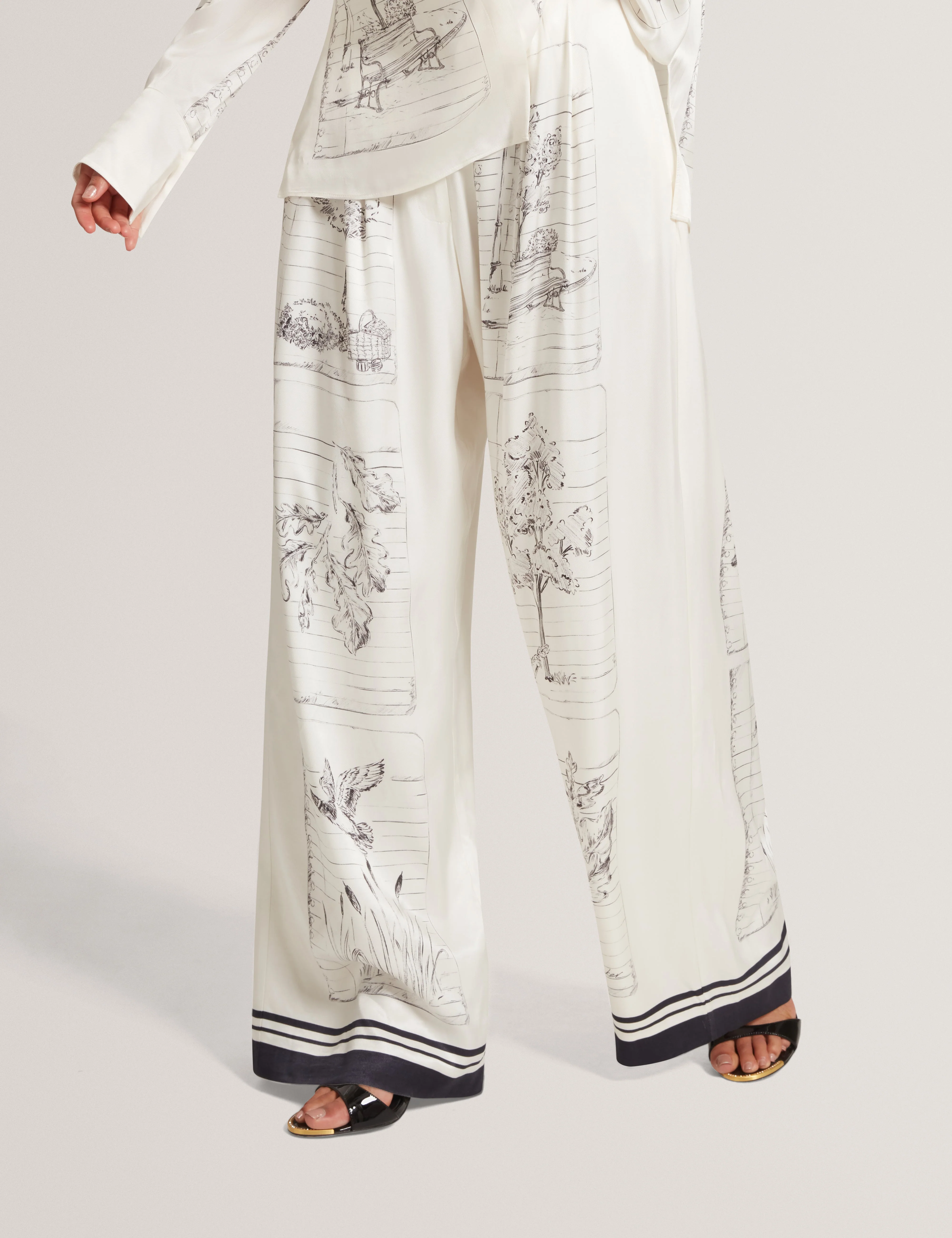 Busca Printed Wide Leg Trouser Ivory - Image 2