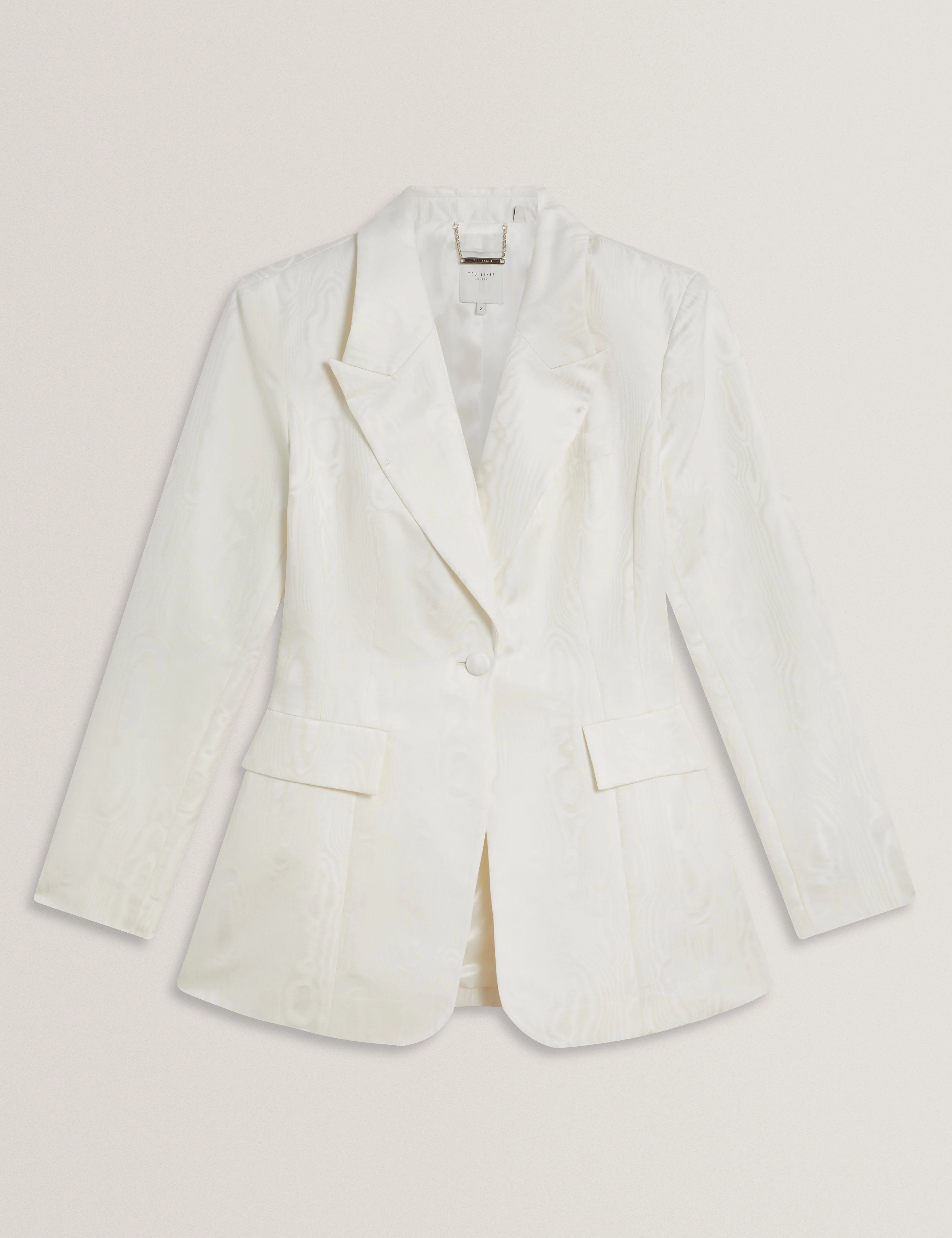 Cabiri Moire Jacquard Tailored Hourglass Blazer Ivory - Image 6