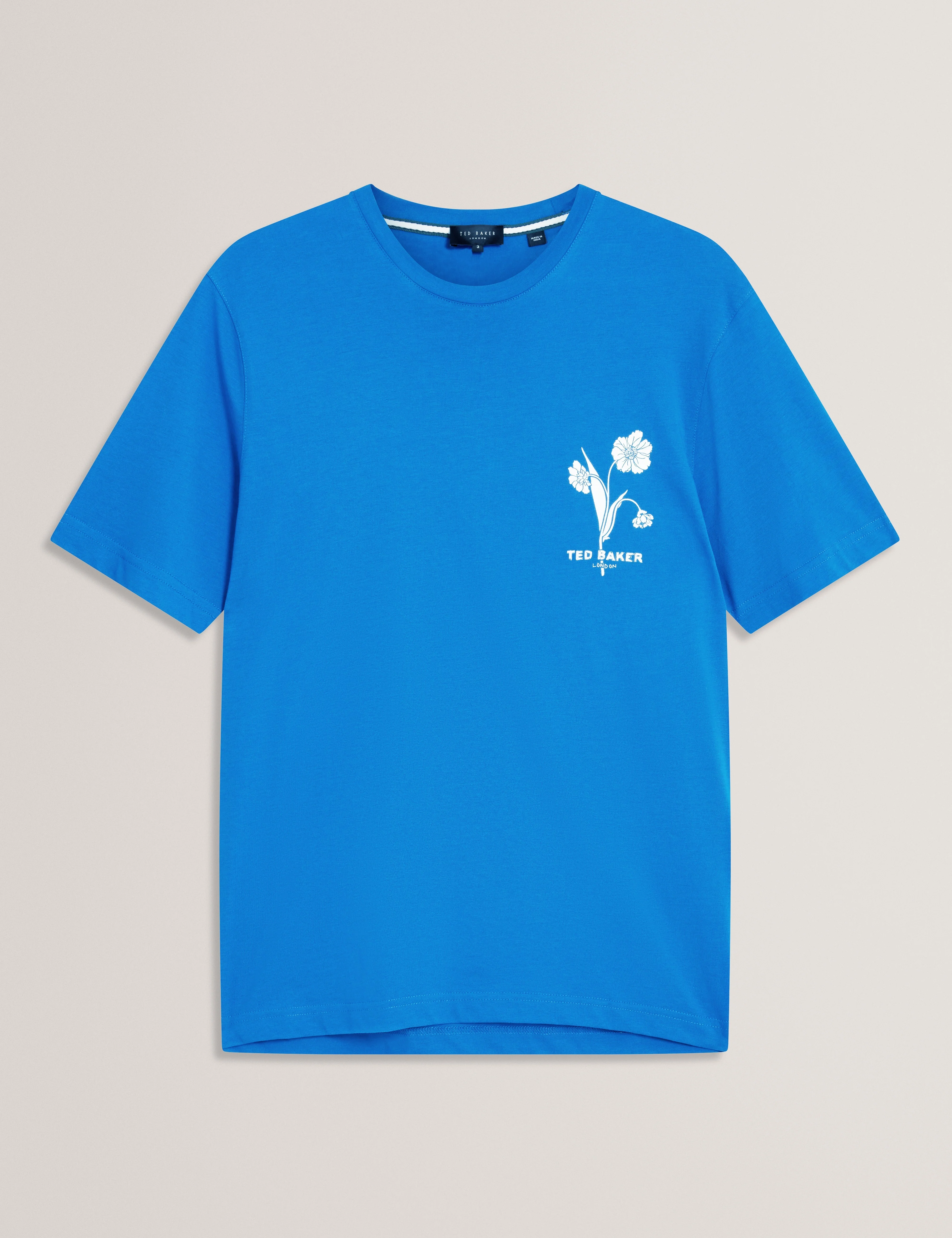 Cahel Short Sleeve Floral Branded T-Shirt Brt-Blue - Image 6
