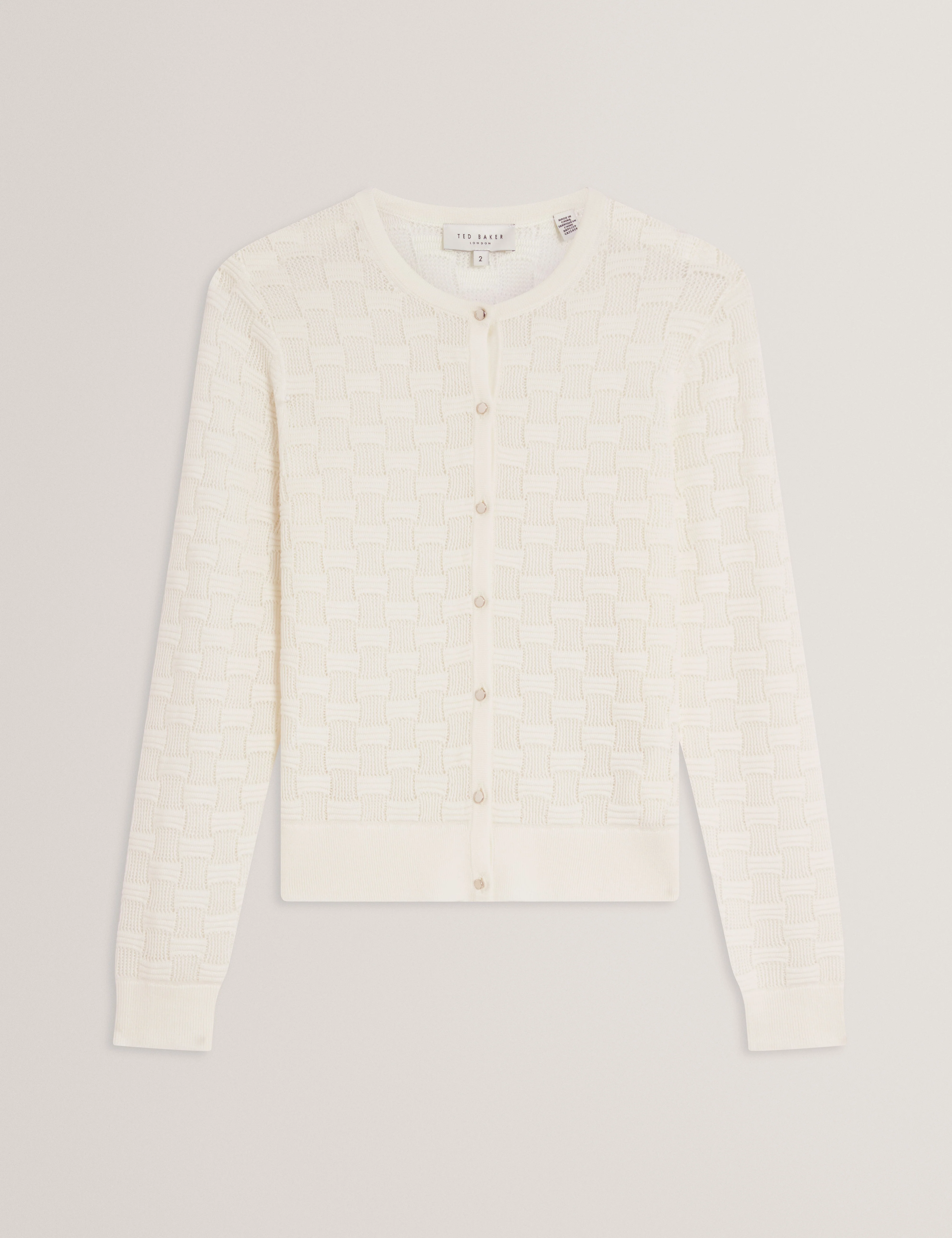 Cahrie Touch Of Silk Knitted Crew Neck Cardigan White - Image 7