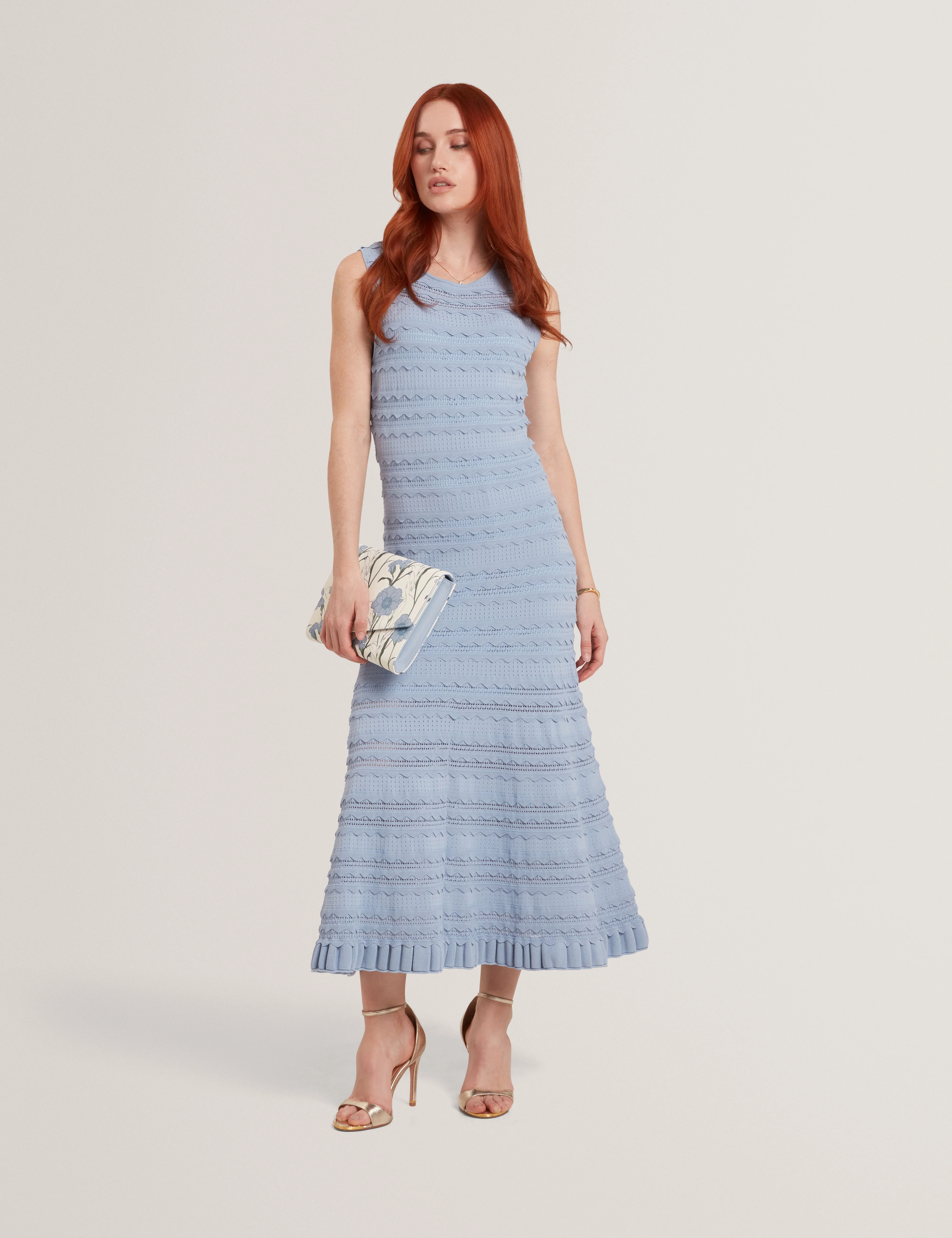 Cahrlie Knitted Midi Dress Lt-Blue