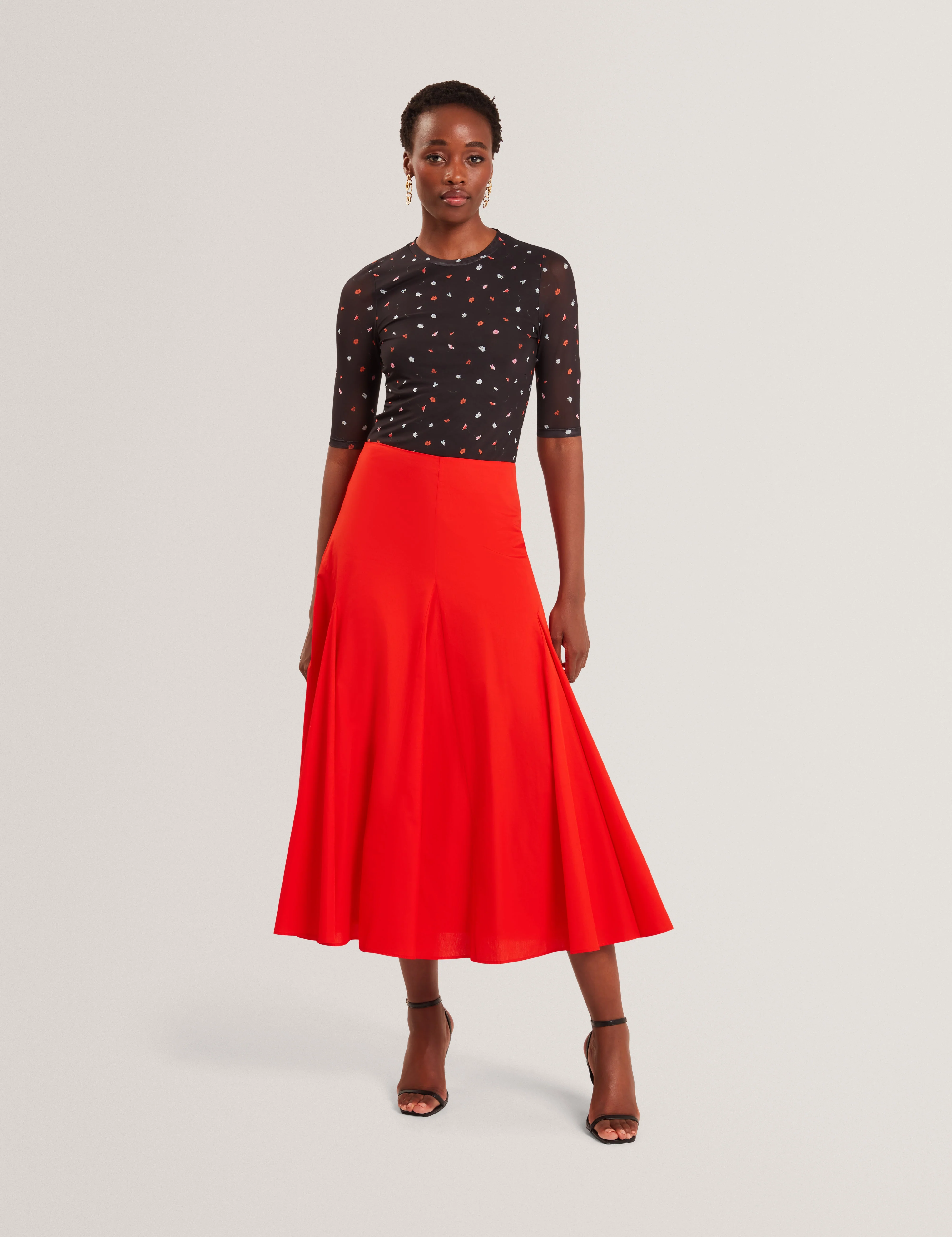 Cailla Printed Mesh Half Sleeve Top Black - Image 3