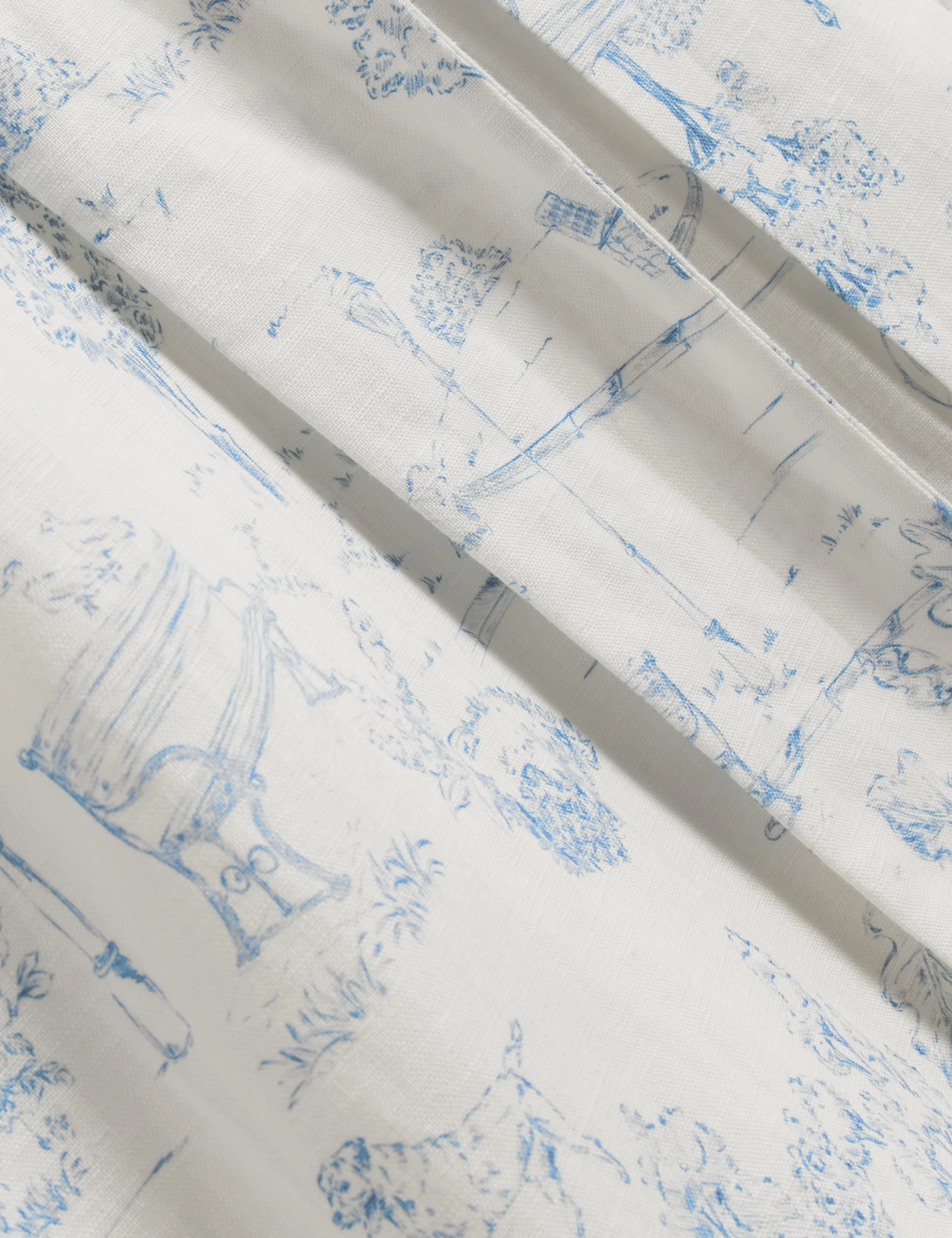 Celesa Linen Blend Printed Tie Waist Midi Dress White - Image 3