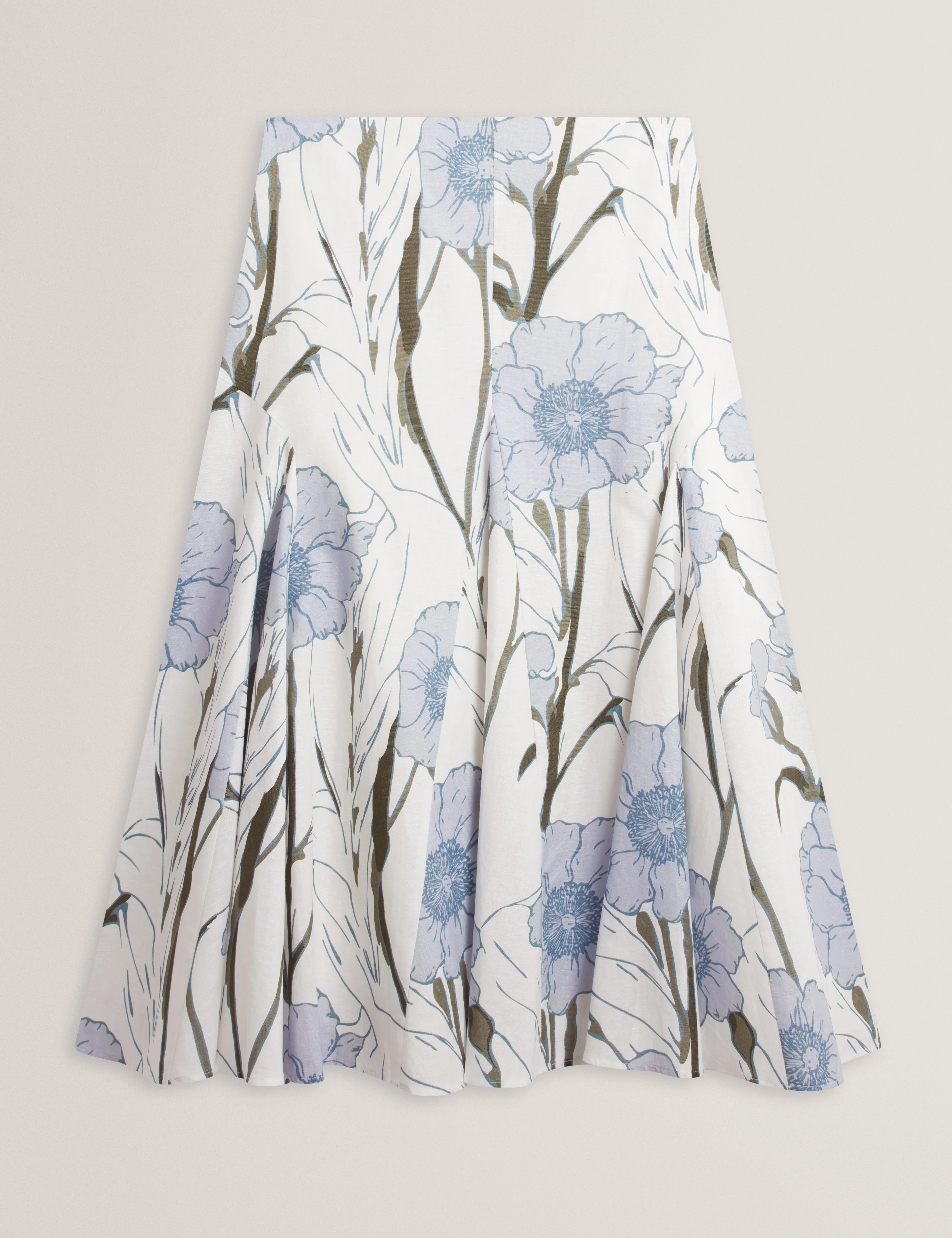 Chanla Printed Linen Blend Midi Skirt Ivory - Image 5