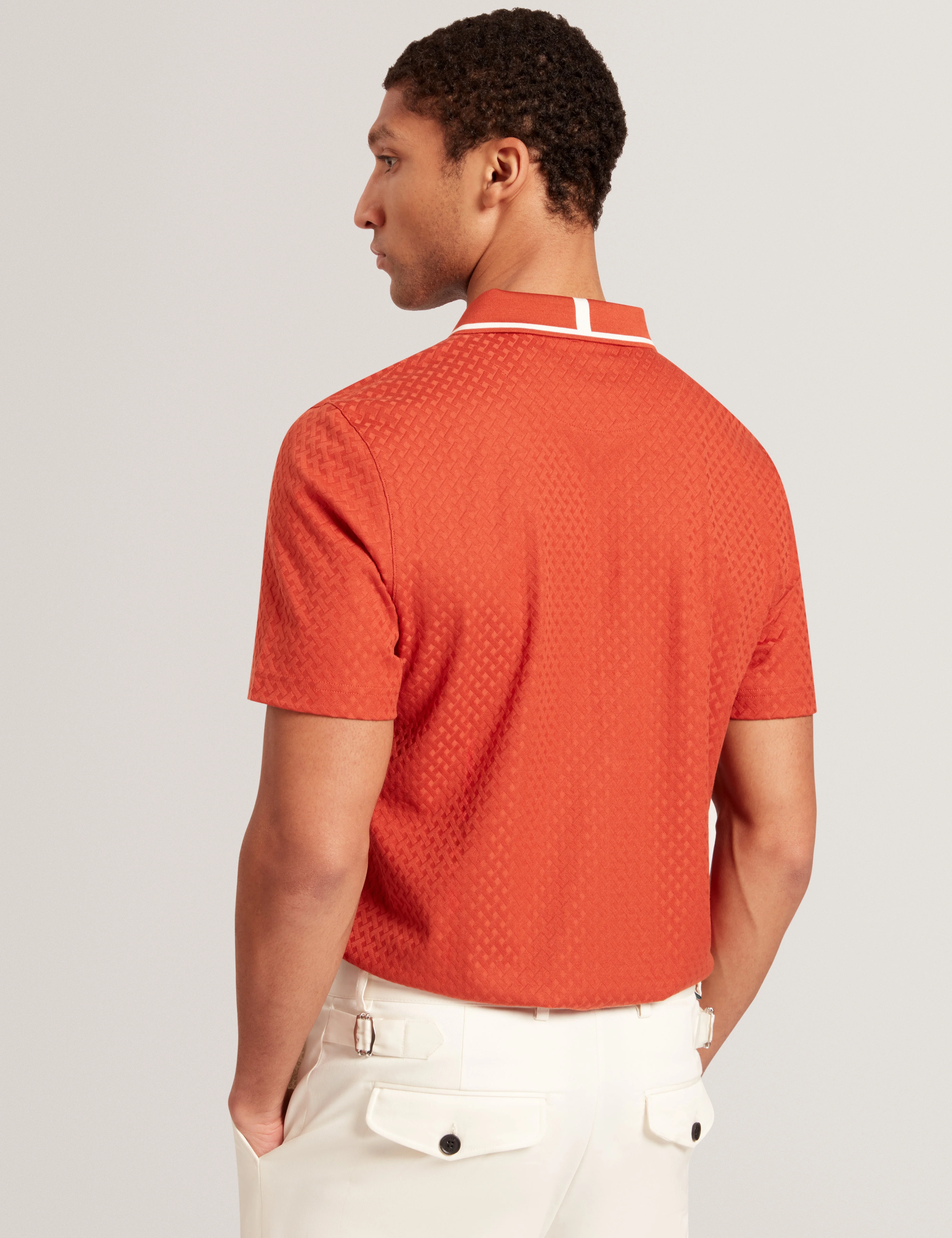 Cophen Short Sleeve Regular T Stitch Polo Shirt Dk-Orange - Image 4