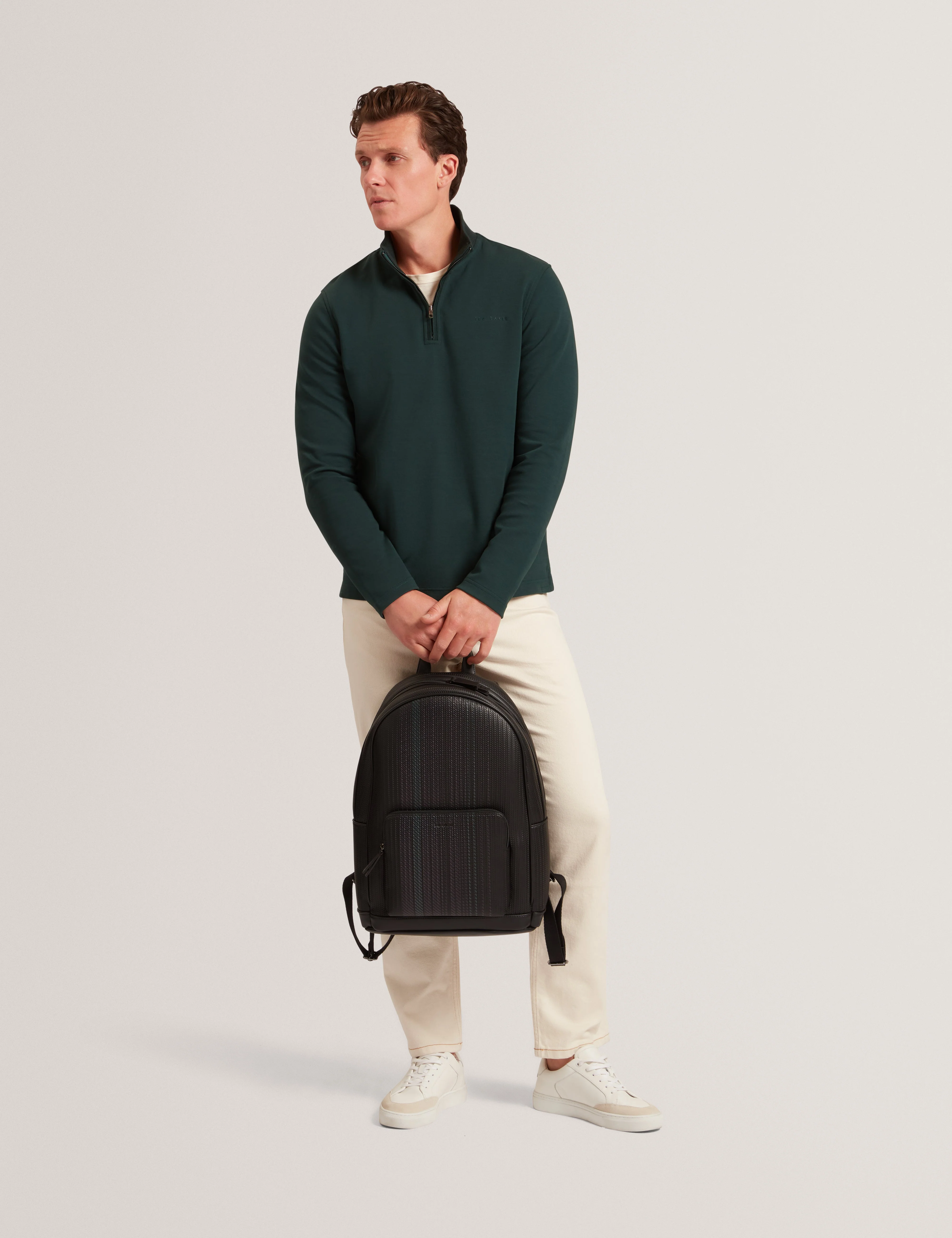 Crabtre Branded Honeycomb Trim Half Zip Dk-Green - Image 2