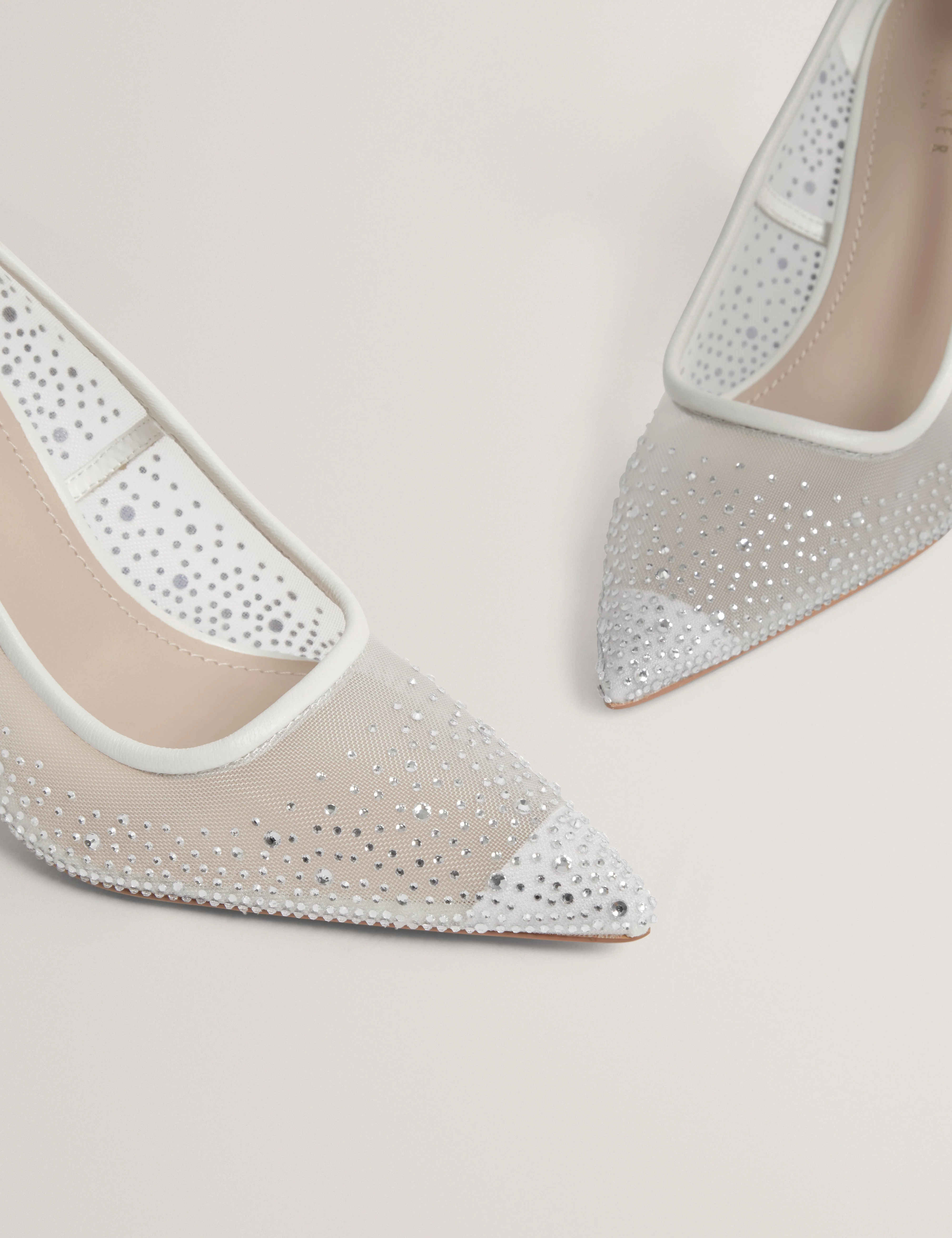 Criista Crystal Mesh Heel Shoe Ivory - Image 3