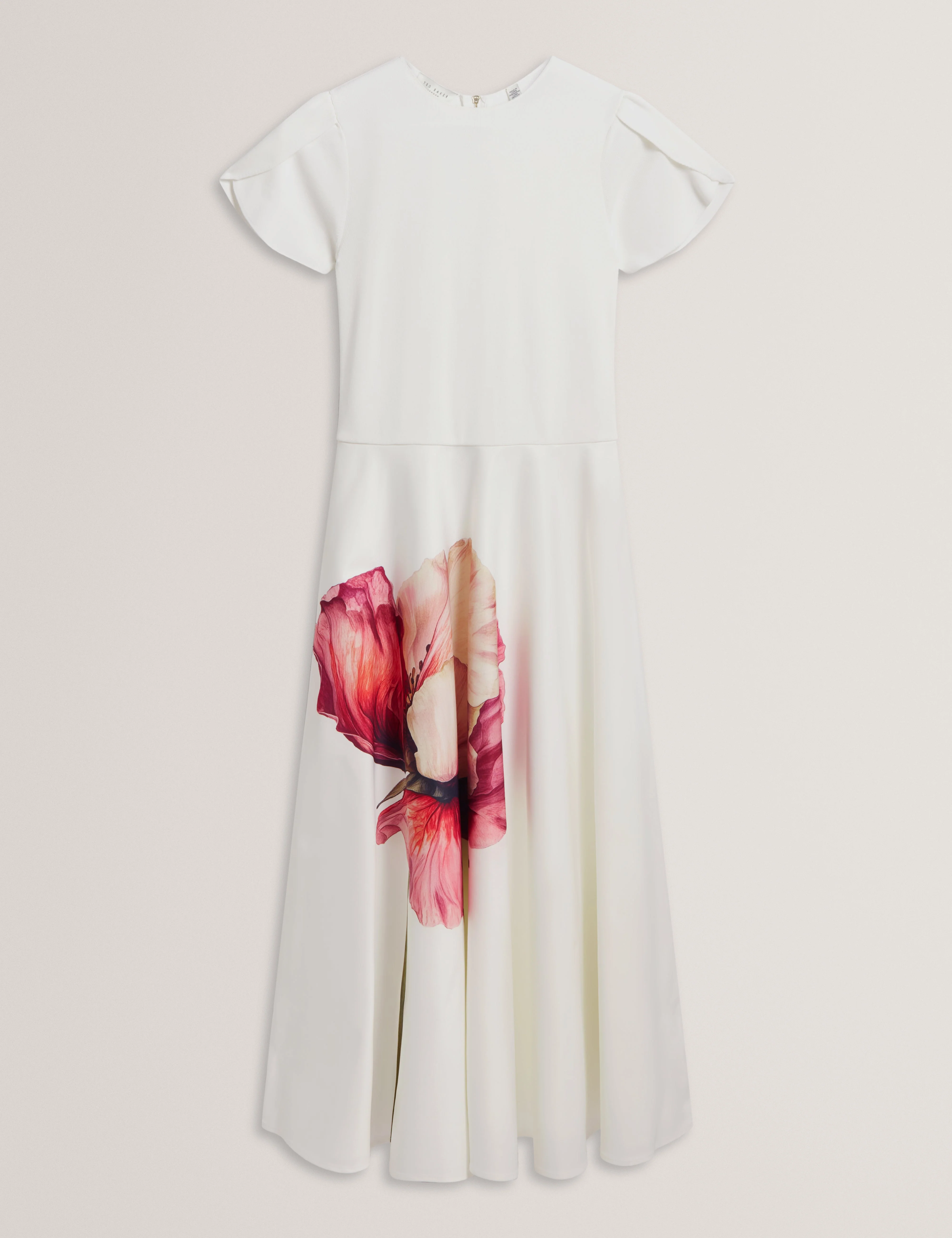Crisant Printed Tulip Sleeve Mockable Dress Ivory - Image 6