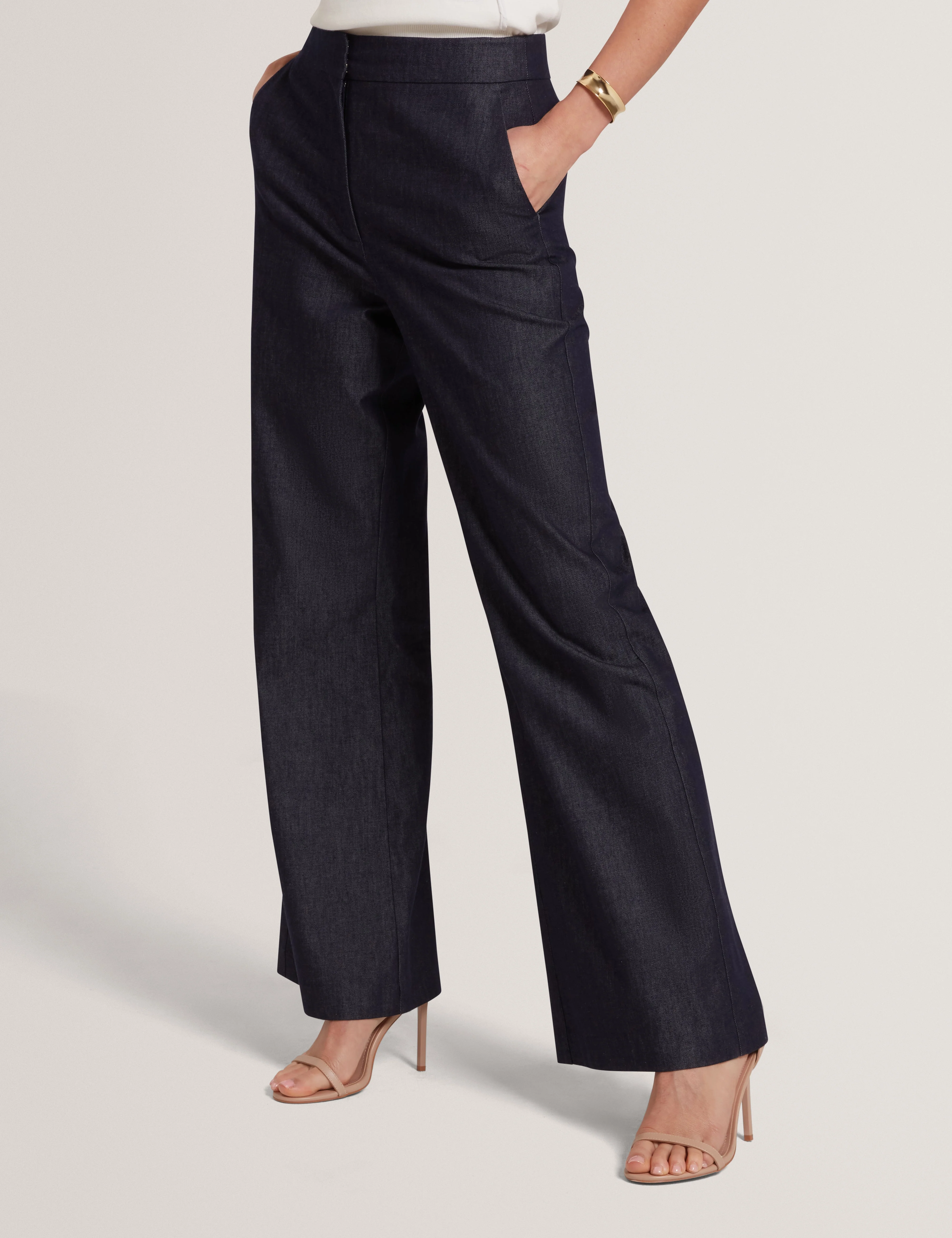 Eliviac High Waisted Flare Trouser Dk-Blue - Image 2
