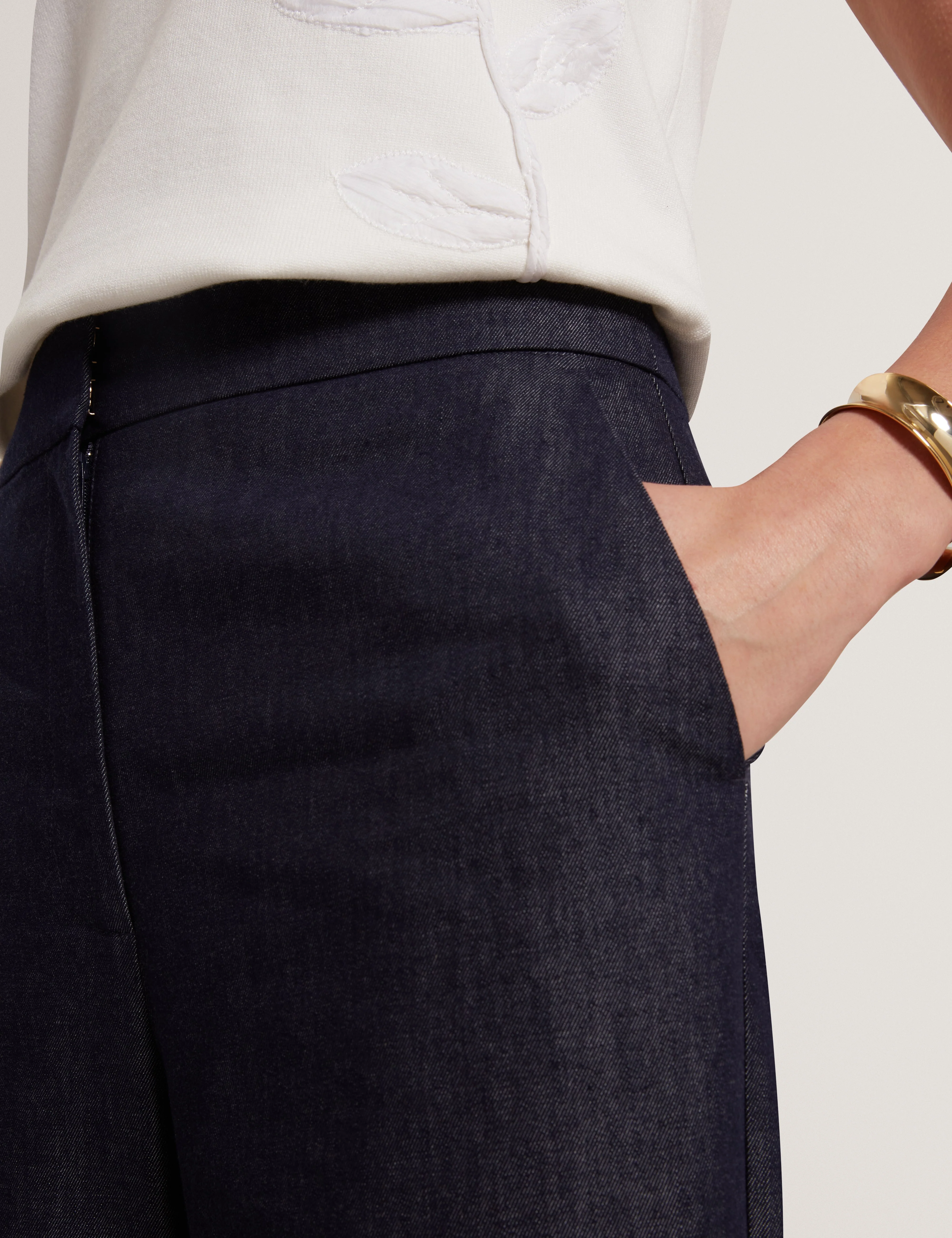Eliviac High Waisted Flare Trouser Dk-Blue - Image 4