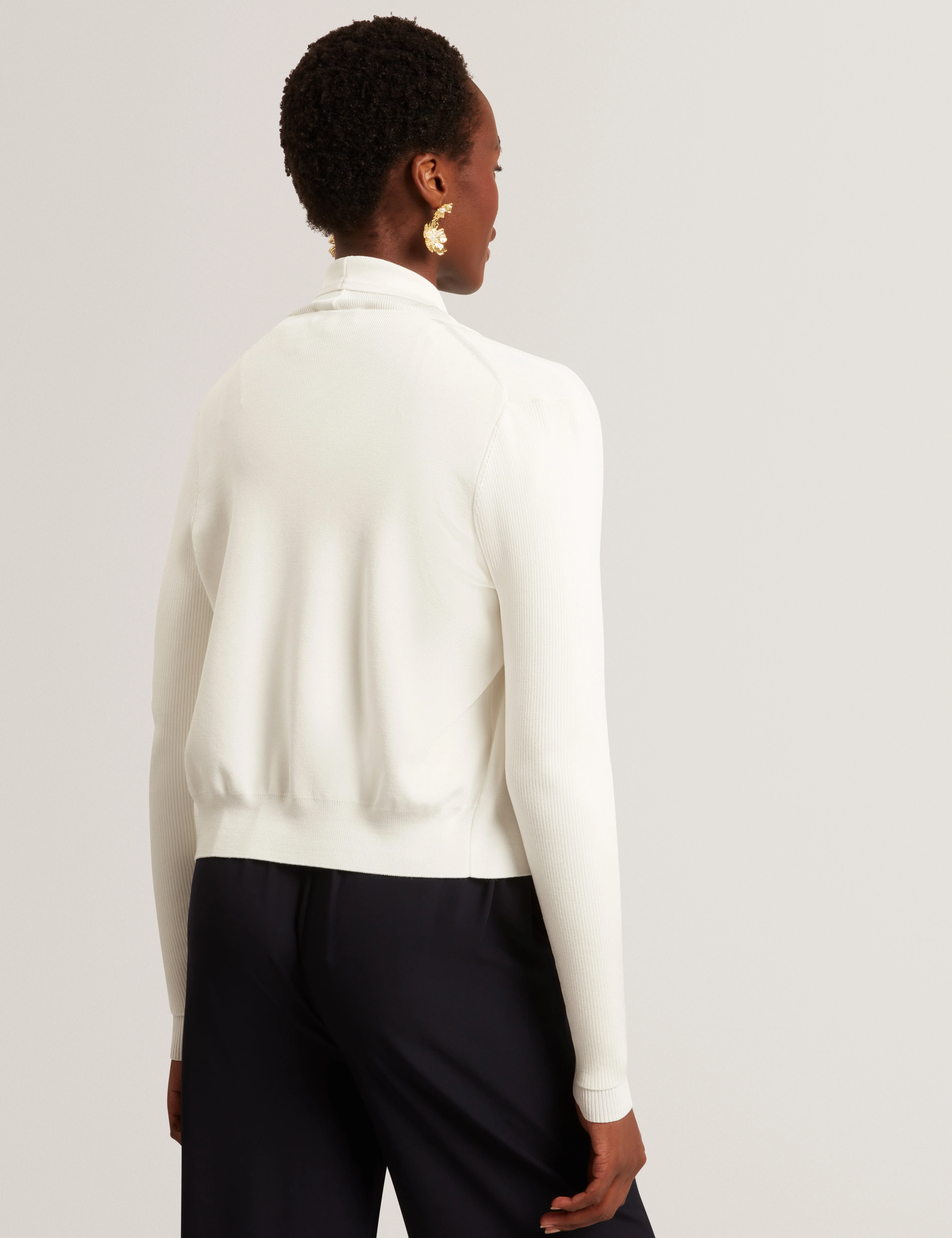 Elliyy Waterfall Front Cardigan Ivory - Image 4