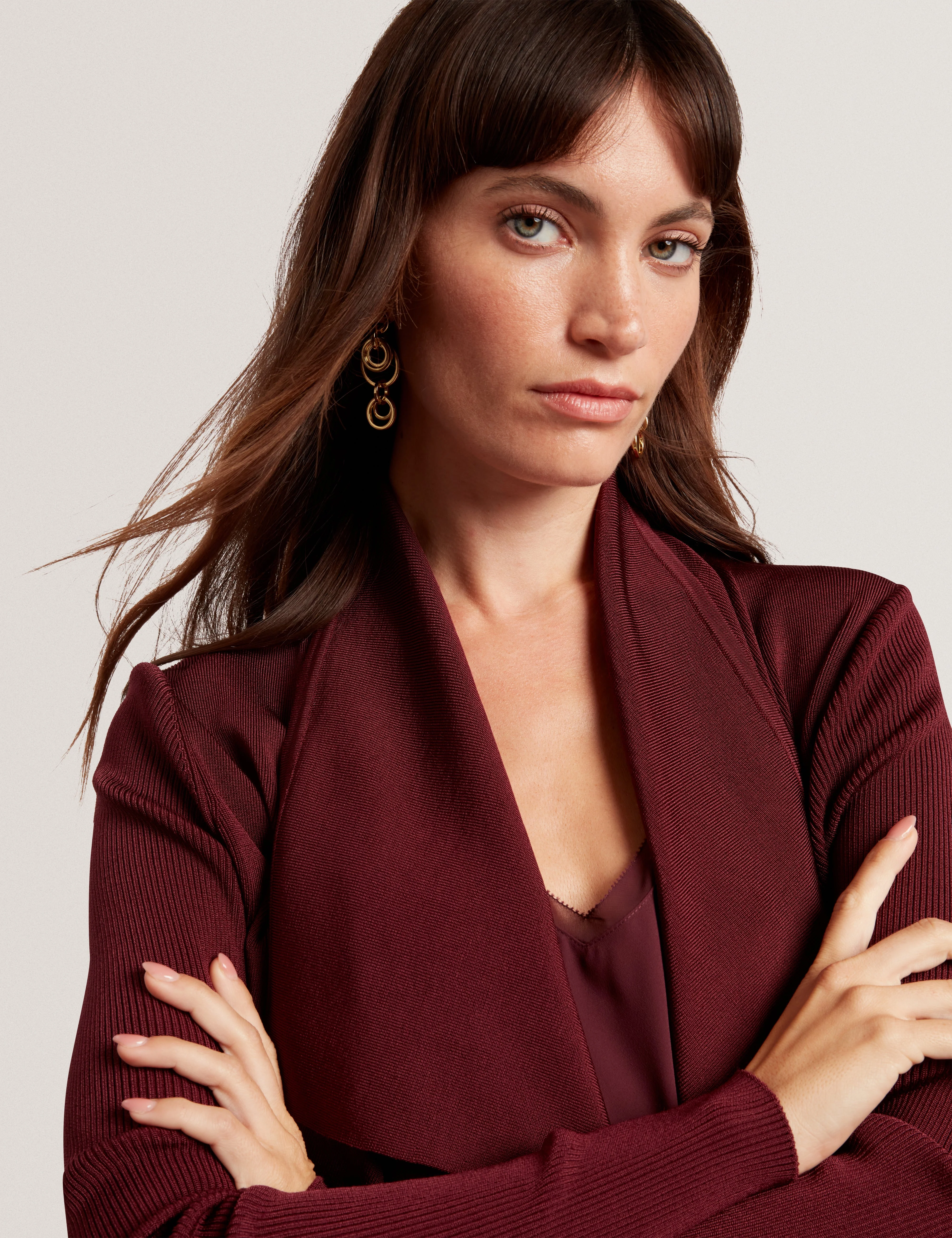 Elliyy Waterfall Front Cardigan Maroon - Image 4