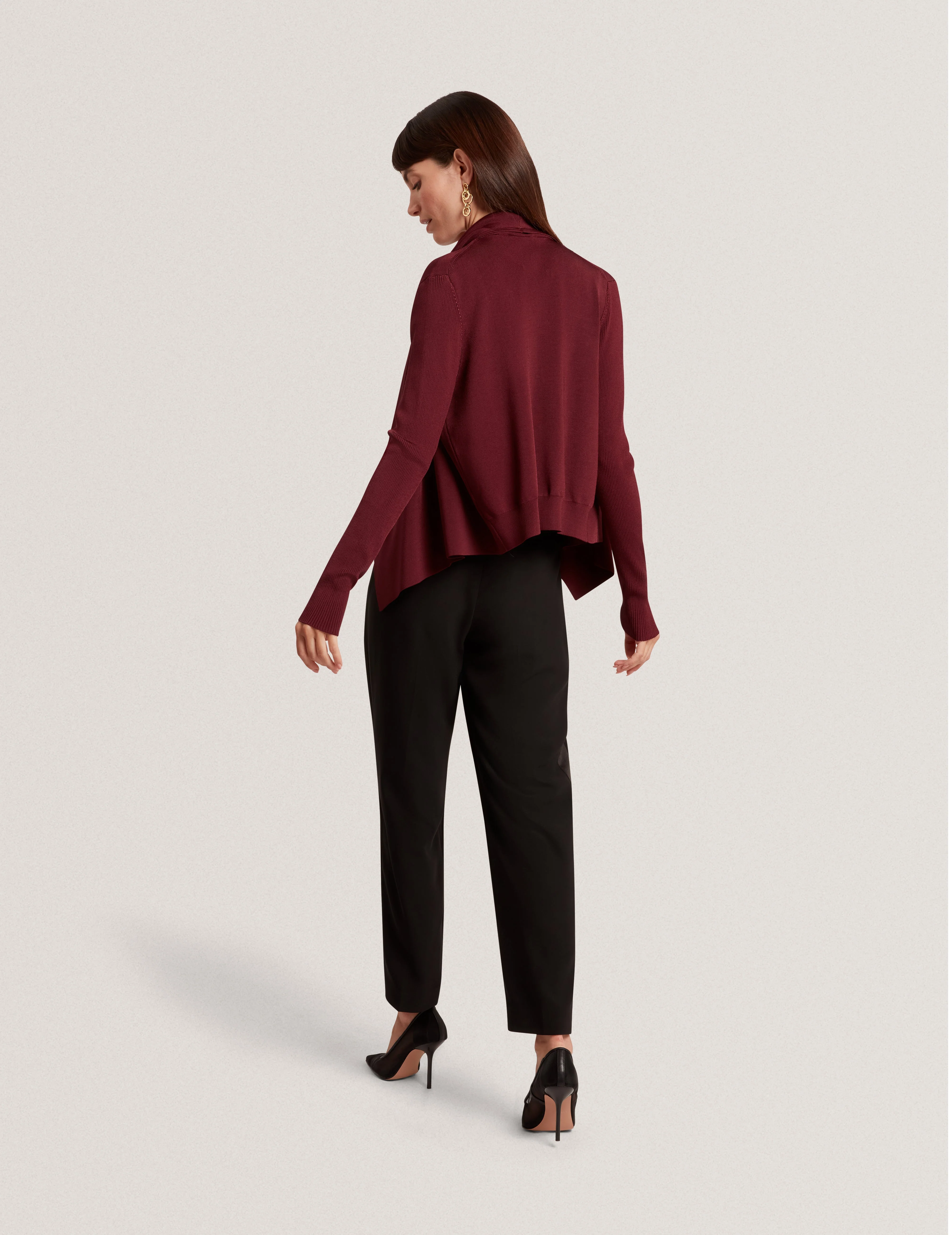Elliyy Waterfall Front Cardigan Maroon - Image 5