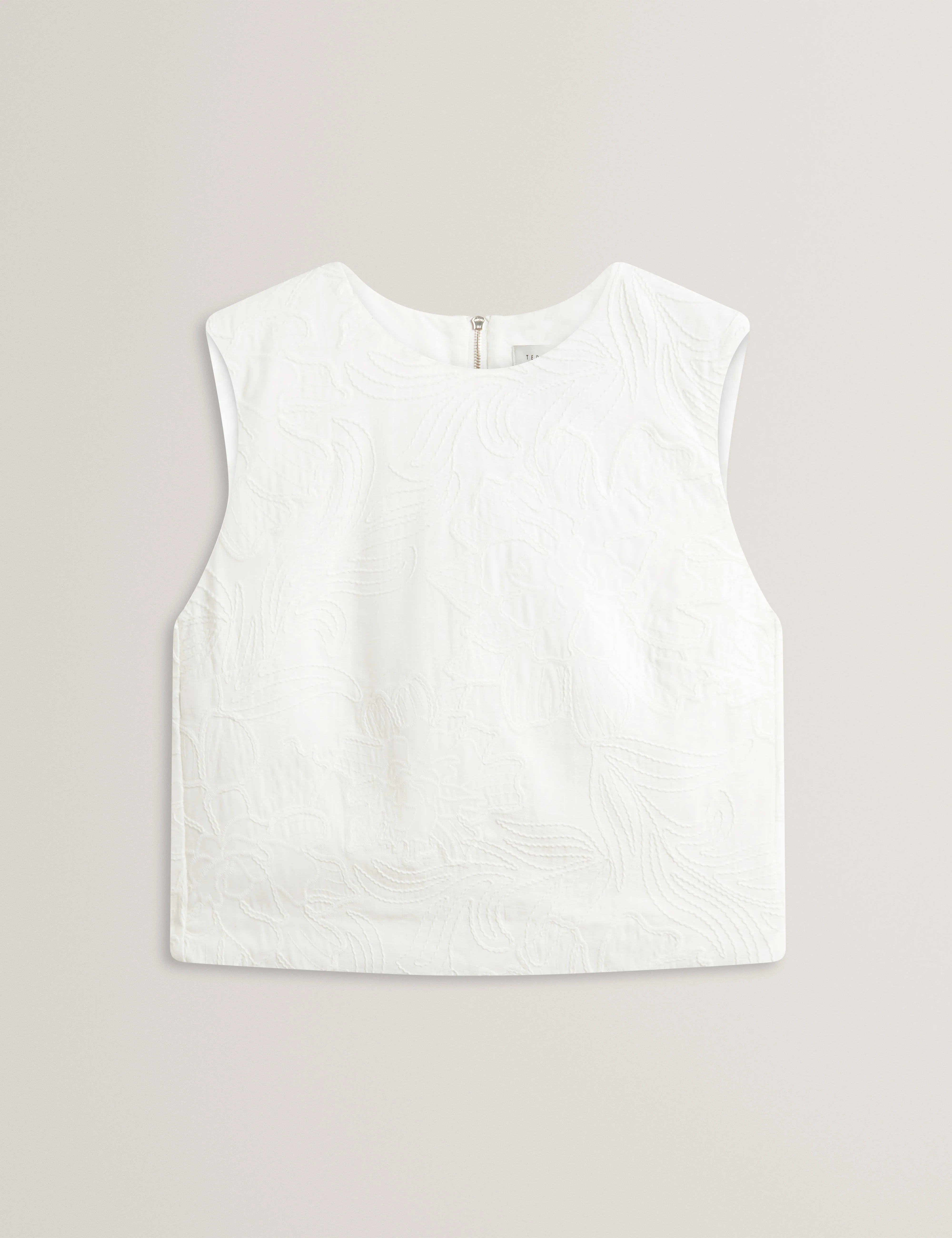 Embelia Embroidered Sleeveless Top White - Image 7