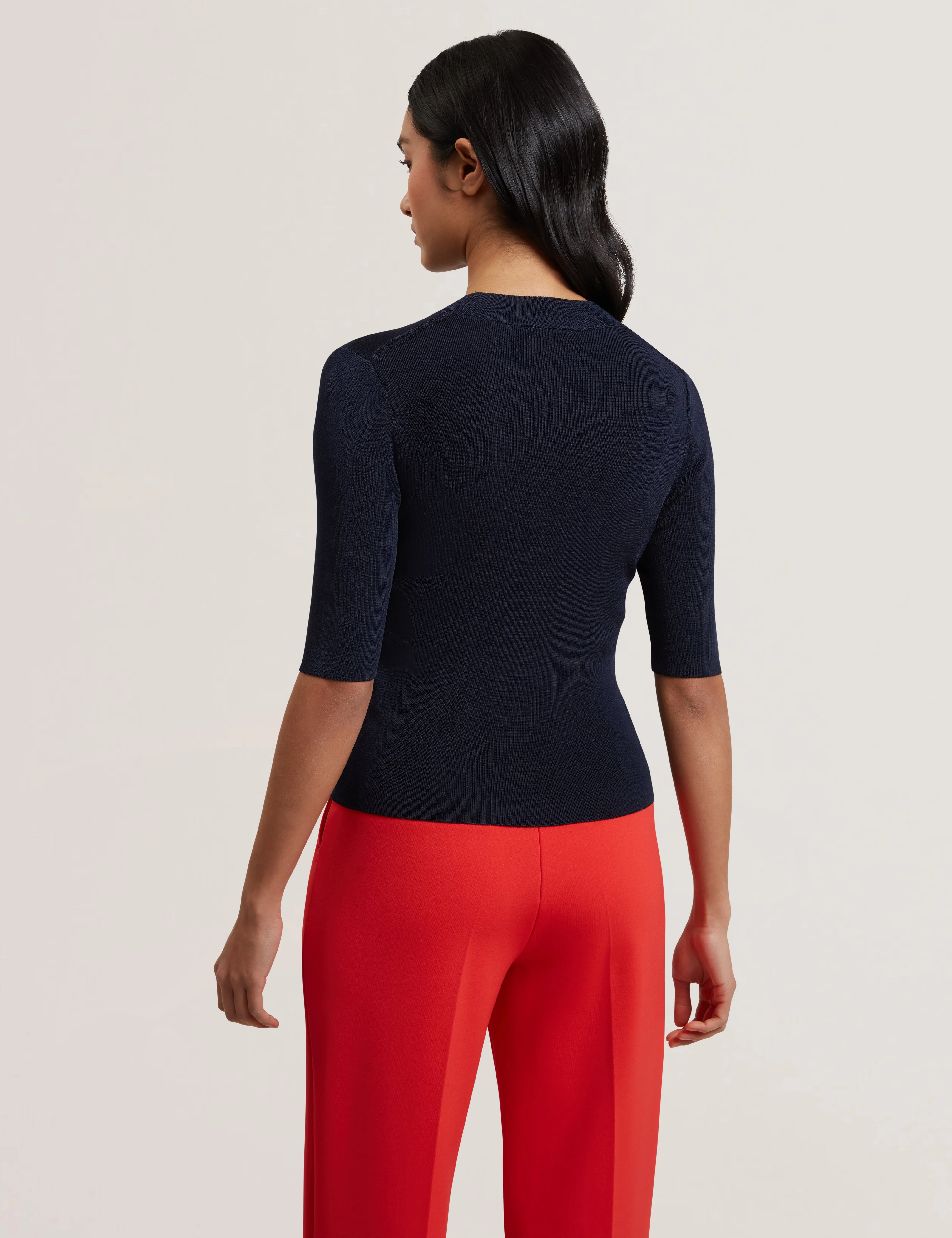 Felixia Knitted Half Sleeve Tee Navy - Image 5