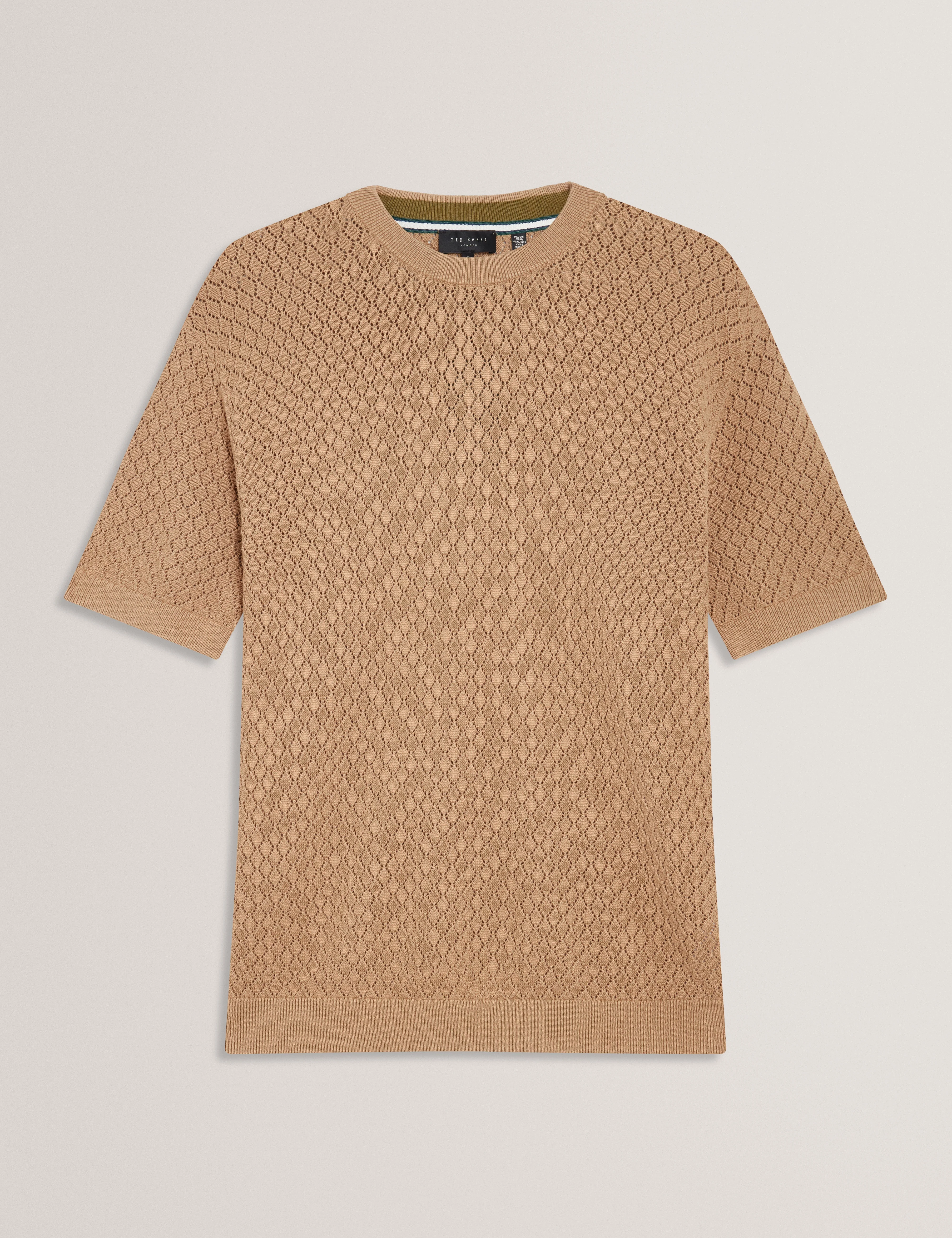 Ferriss Ss Relaxed Fit Crochet T-Shirt Lt-Brown - Image 6
